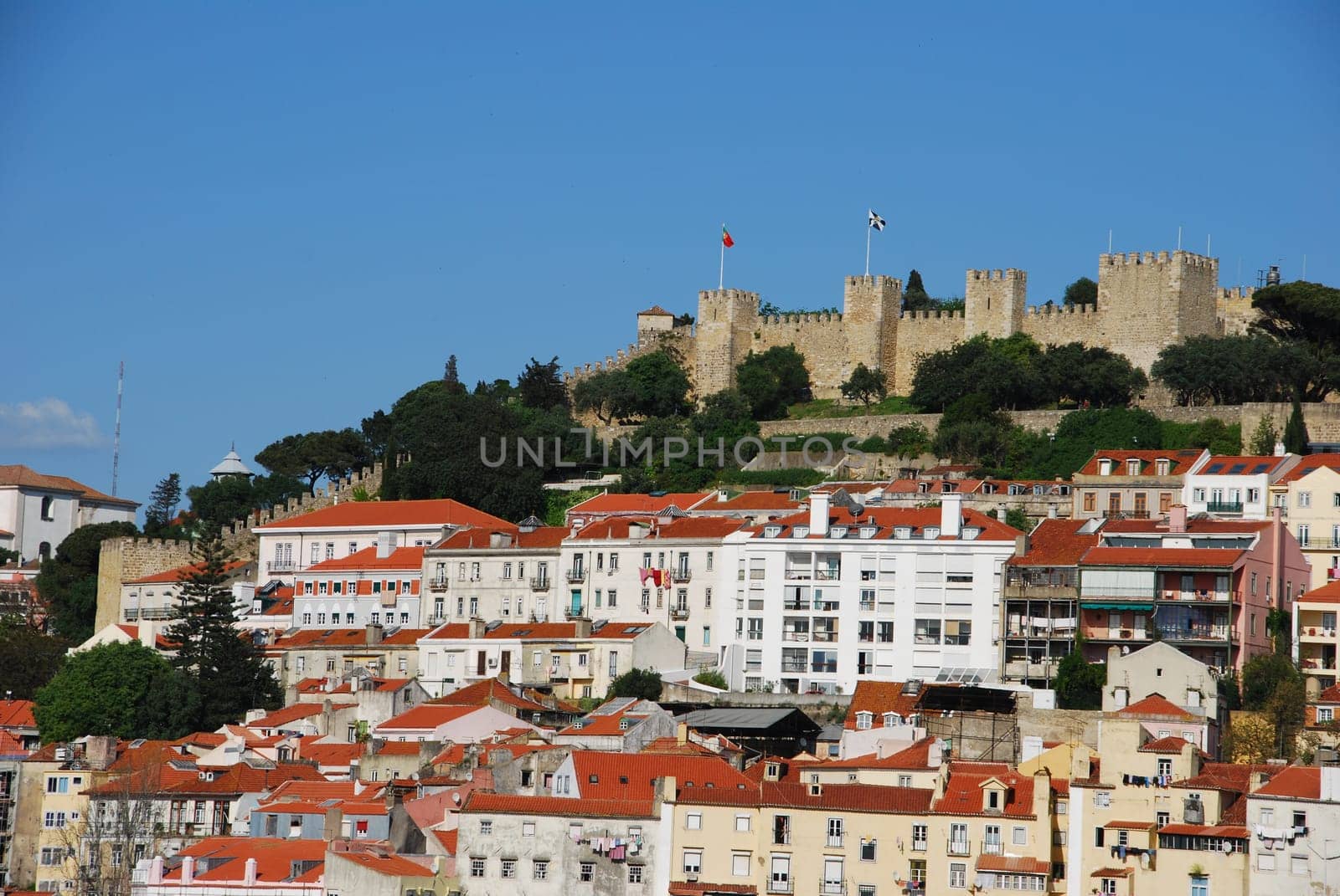beautiful cityscape of Lisbon with Sao Jorge Castle, Portugal
