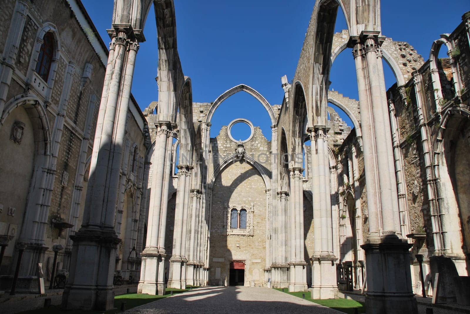 famous Carmo Church ruins after the earthquake in 1755 in Lisbon, Portugal