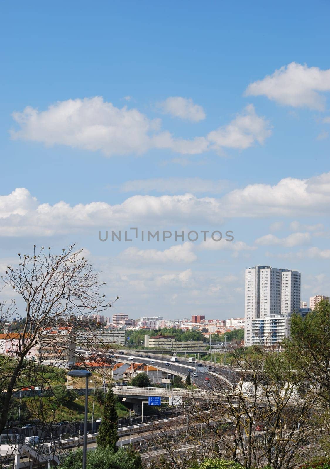 highway at the entrance of the capital of Portugal, Lisbon (beautiful cloudscape)