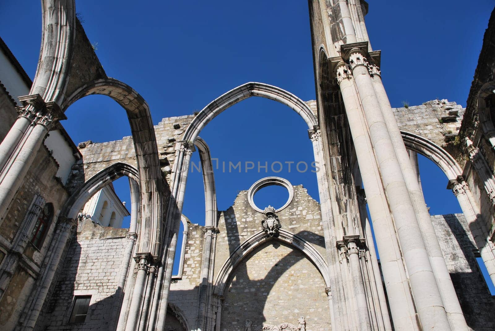 famous Carmo Church ruins after the earthquake in 1755 in Lisbon, Portugal