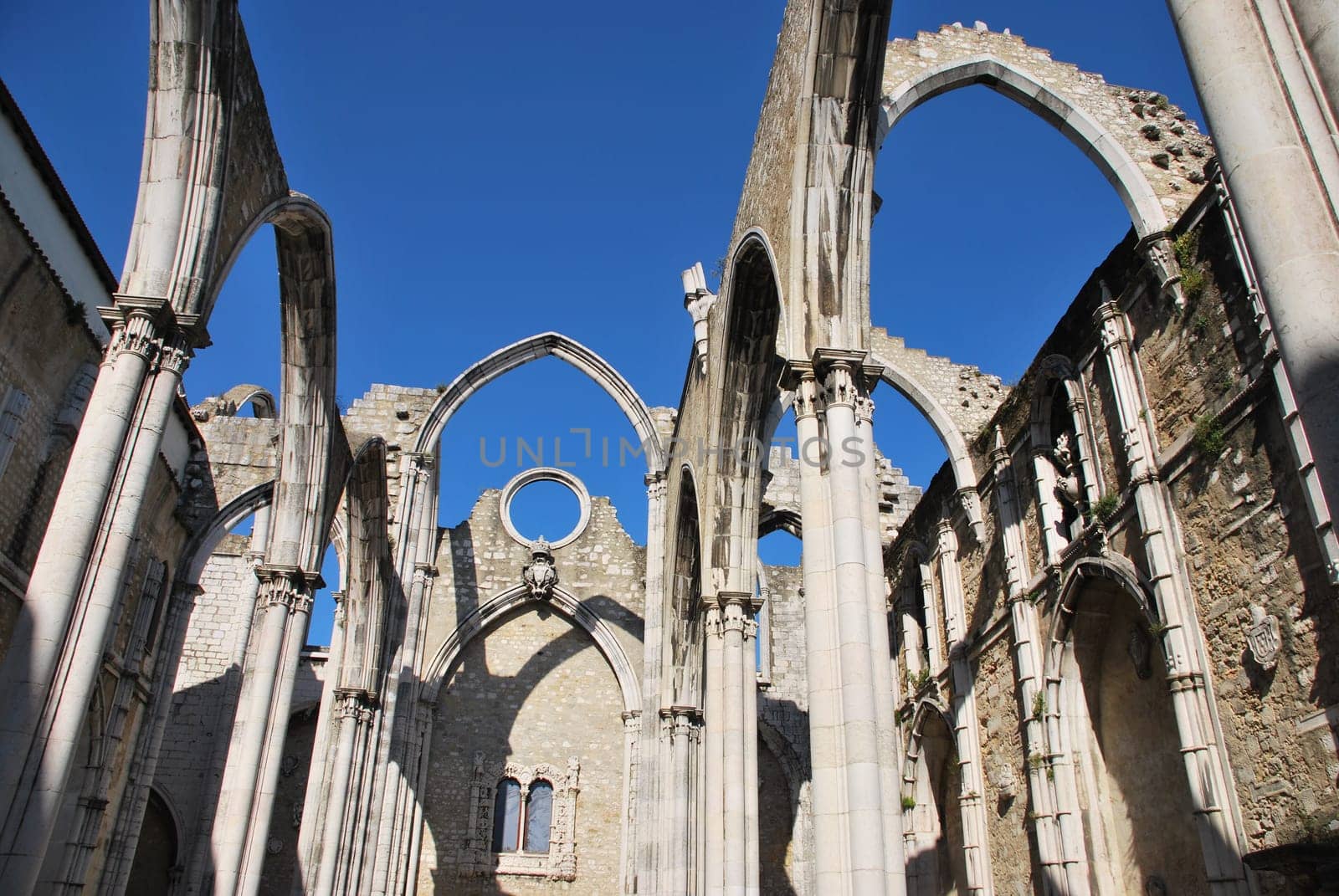 famous Carmo Church ruins after the earthquake in 1755 in Lisbon, Portugal