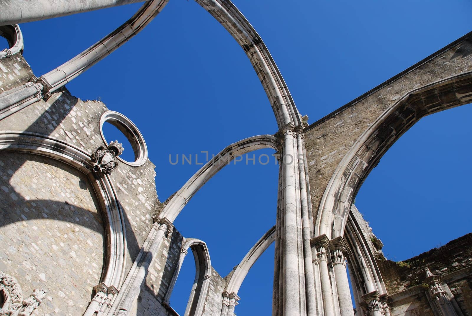 famous Carmo Church ruins after the earthquake in 1755 in Lisbon, Portugal