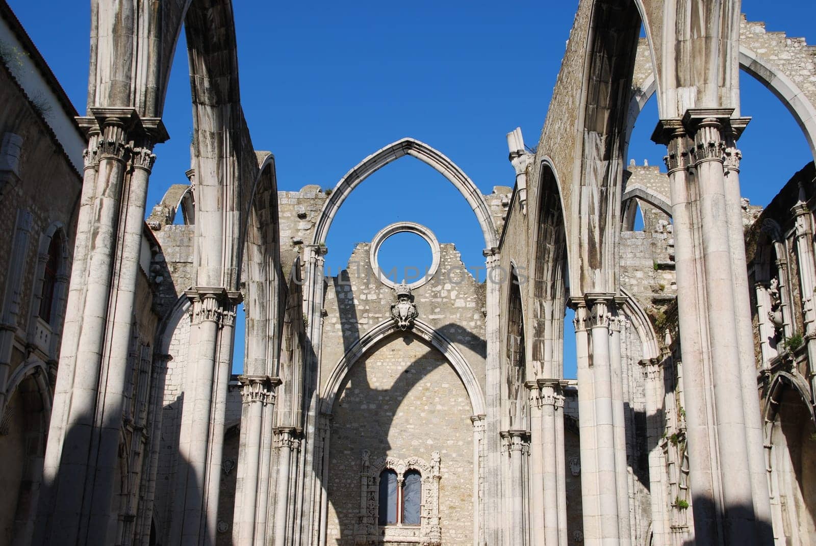 famous Carmo Church ruins after the earthquake in 1755 in Lisbon, Portugal