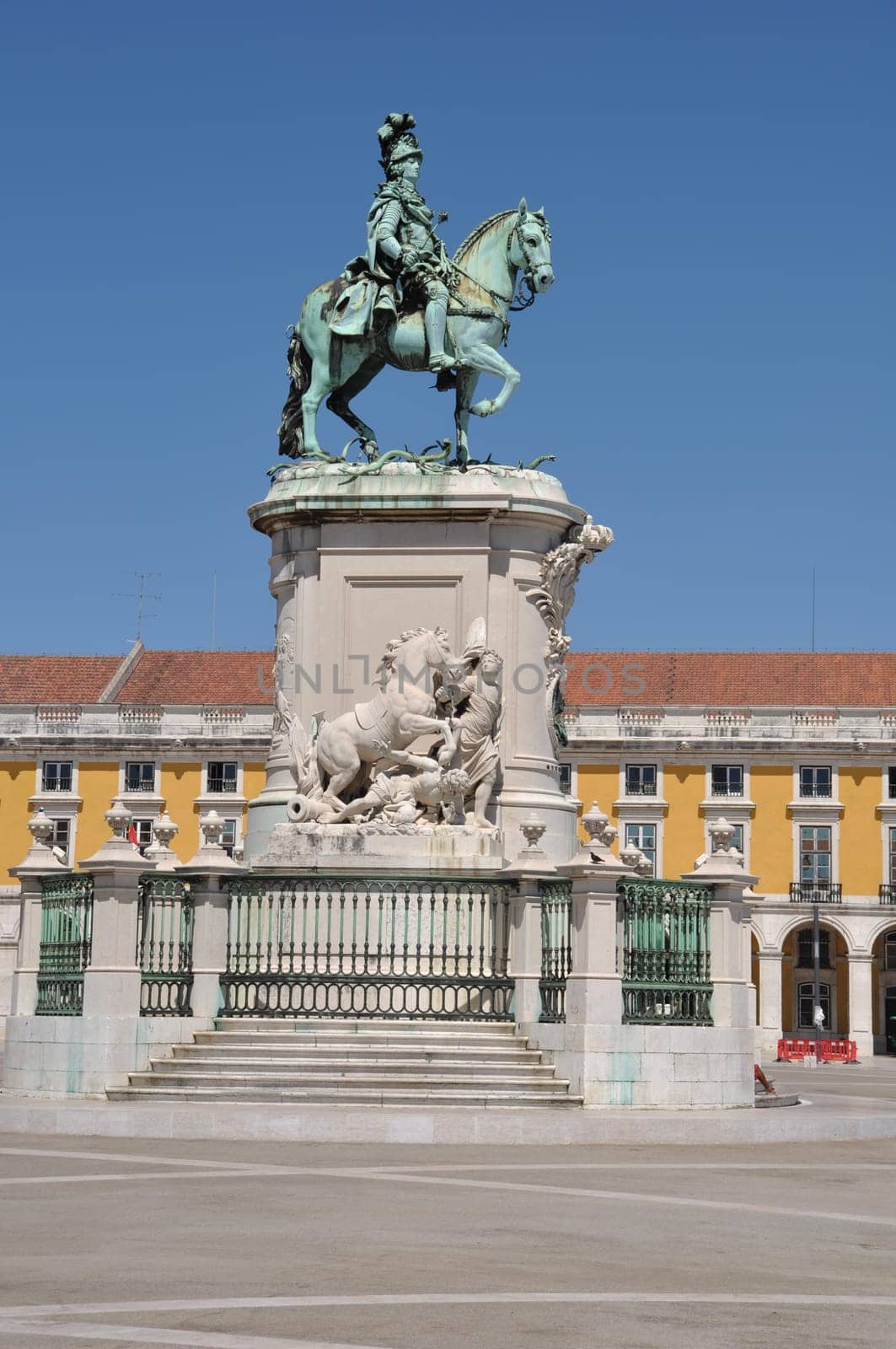 statue of King José I in the center of the famous Commerce Square also known as Terreiro do Paço in Lisbon, Portugal