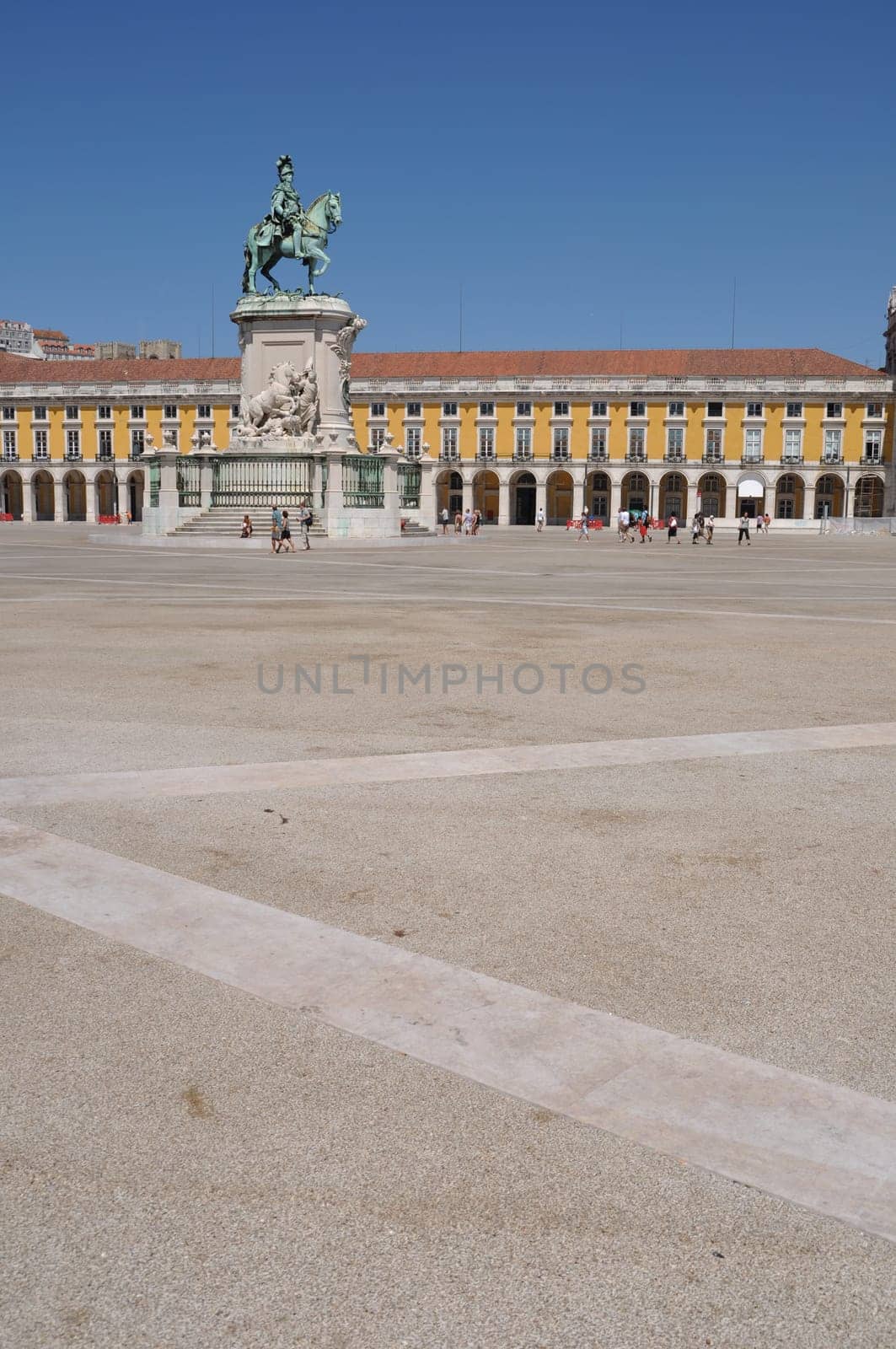 statue of King José I in the center of the famous Commerce Square also known as Terreiro do Paço in Lisbon, Portugal