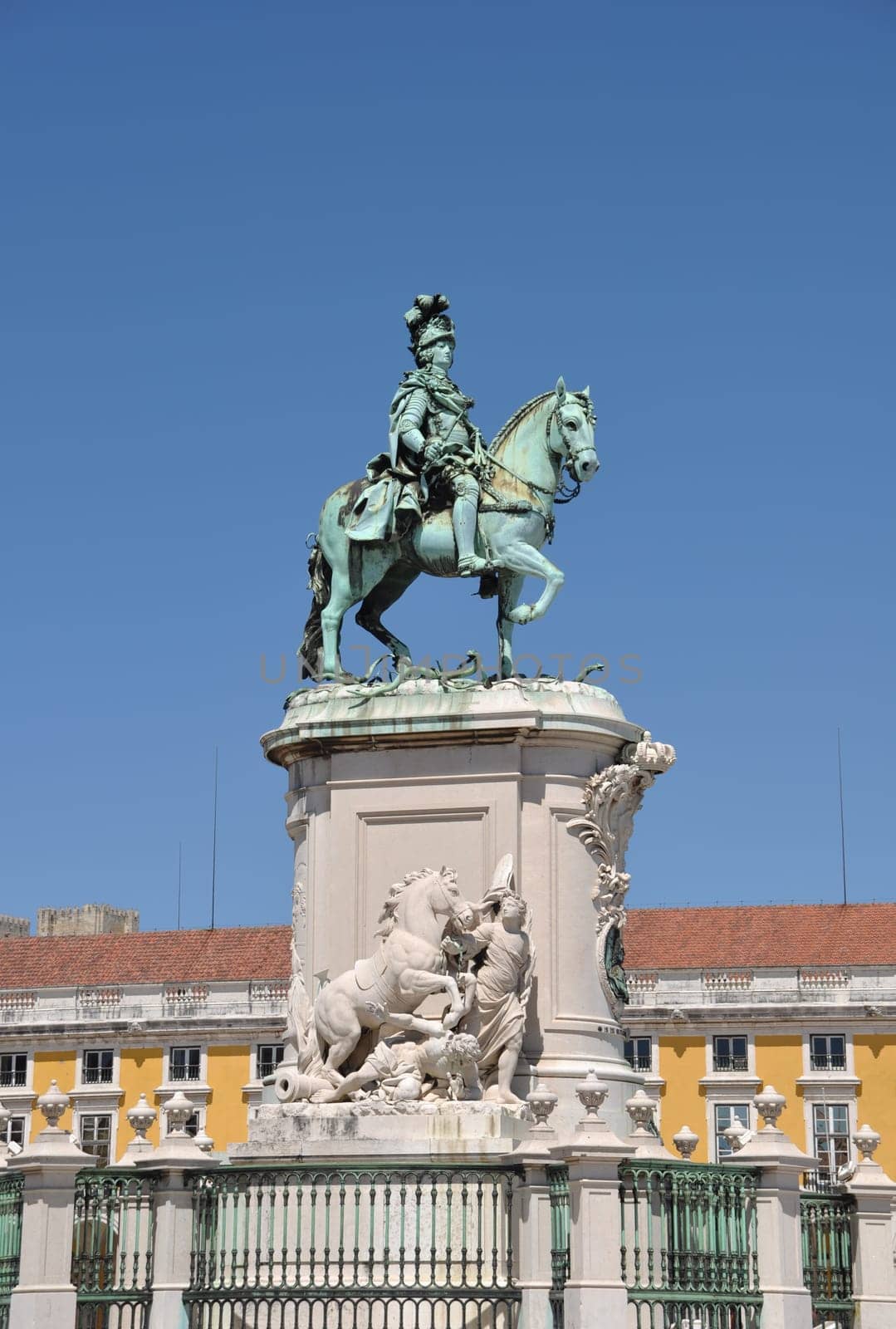 statue of King José I in the center of the famous Commerce Square also known as Terreiro do Paço in Lisbon, Portugal
