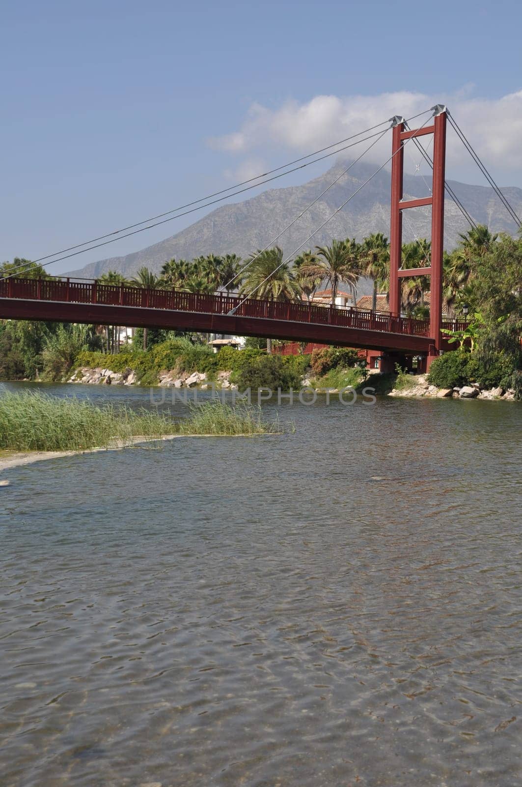beautiful Puerto Banus bridge (reminding Golden Gate Bridge in San Francisco), Spain
