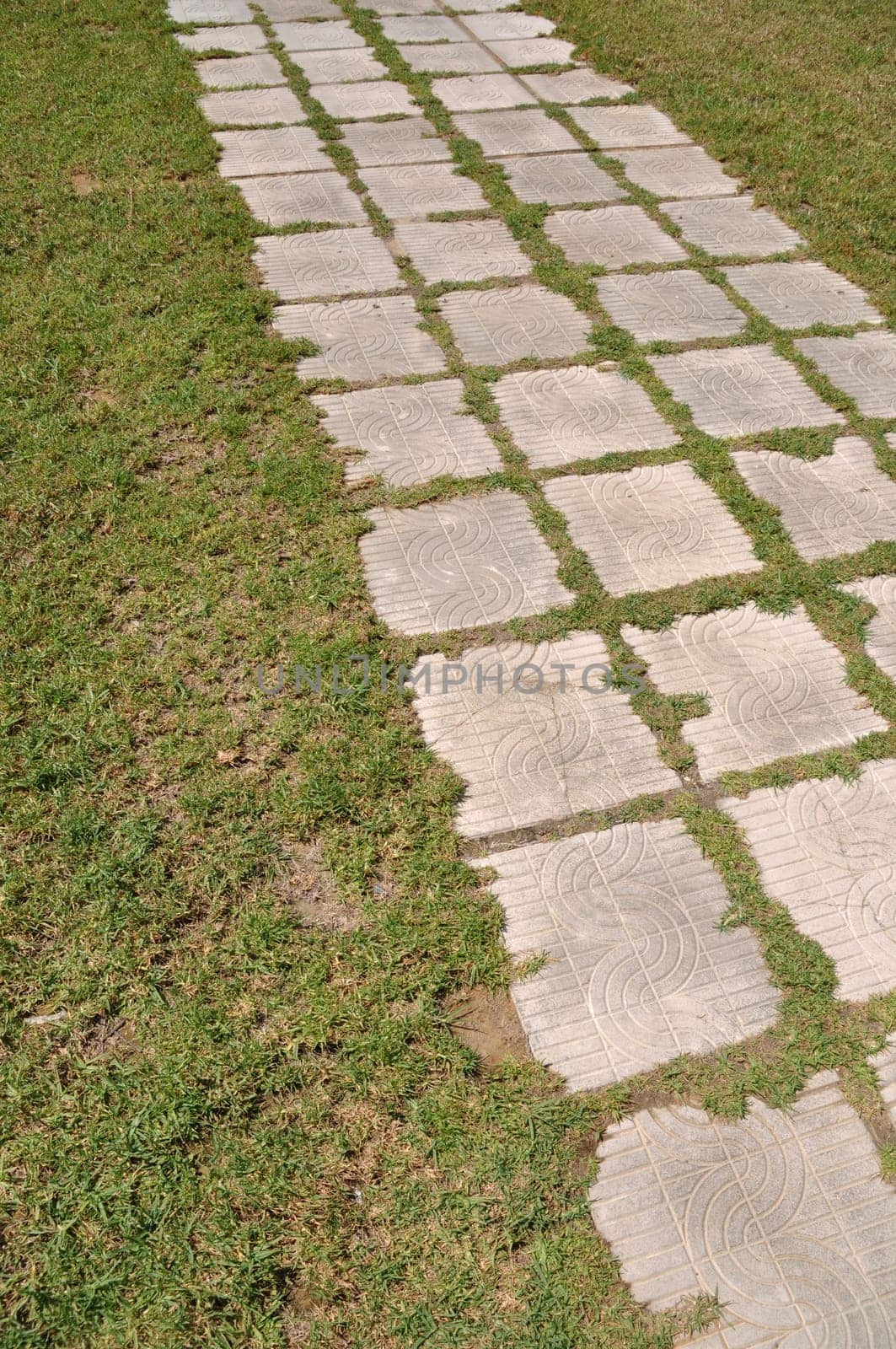 concept of success, challenge and destination (stones on a lawn park regarding phases and goals)
