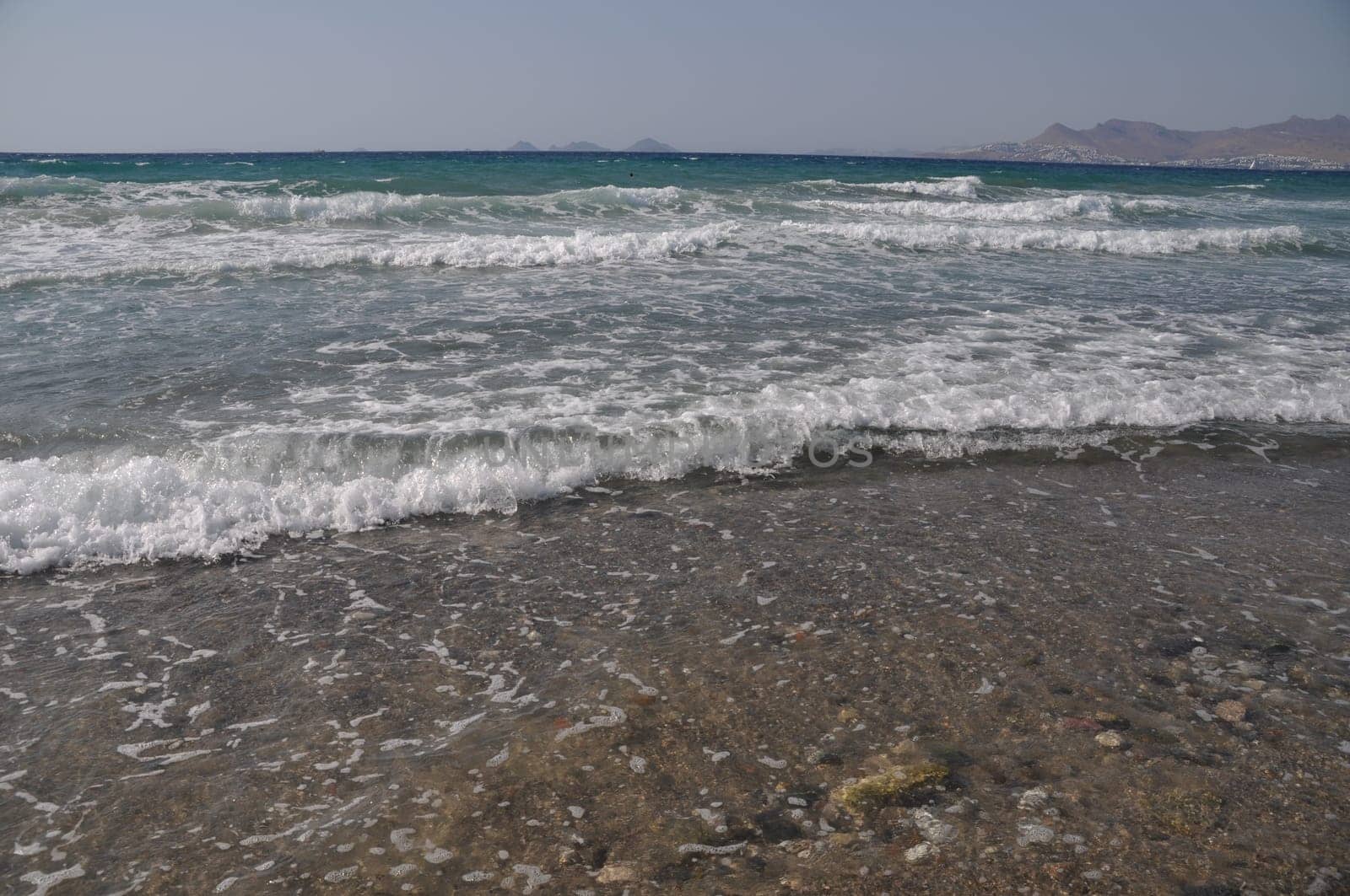 beautiful beach in Kos, Greece (Turkey on the background)