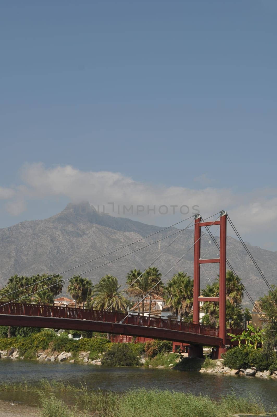 beautiful Puerto Banus bridge (reminding Golden Gate Bridge in San Francisco), Spain