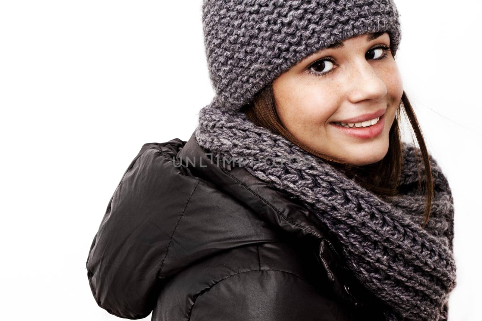 Young woman in winter clothes