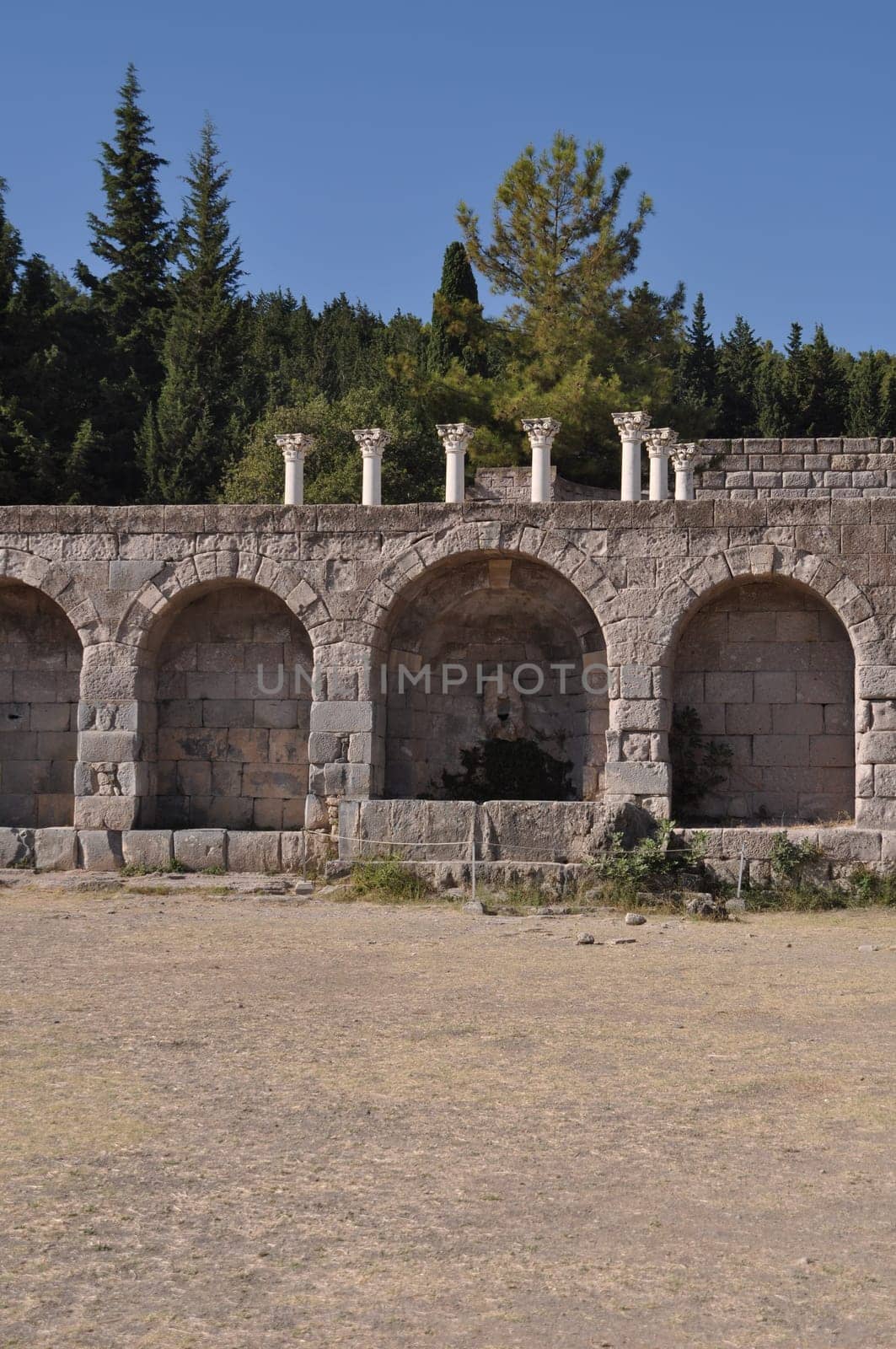 historical ruins of Asclepieion, ancient Hospital made by Hippocrates in Kos, Greece