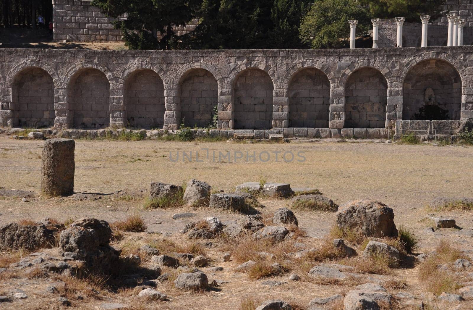 historical ruins of Asclepieion, ancient Hospital made by Hippocrates in Kos, Greece