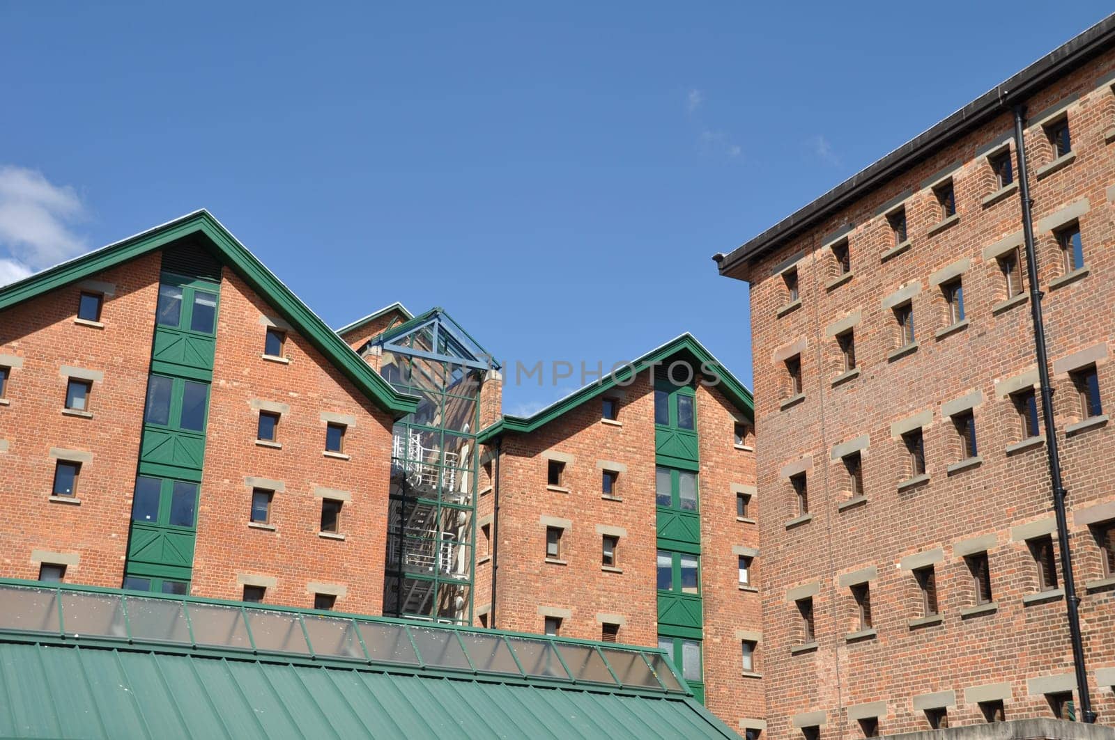 Gloucester docks with typical warehouse buildings, United Kingdom