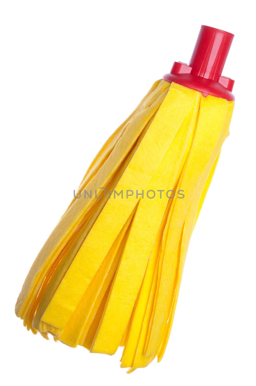 yellow fiber mop isolated on white background