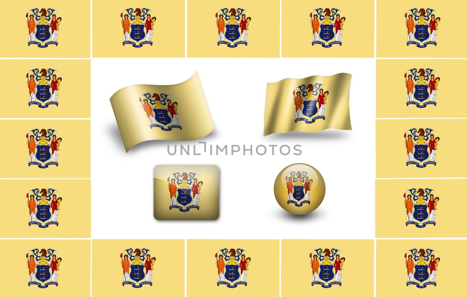 Flag of New Jersey (USA).  icon set. flags frame.
