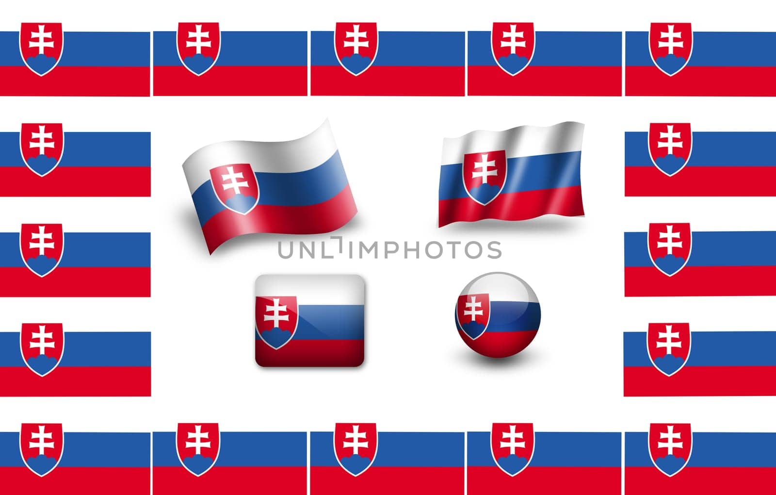 Flag of Slovakia. icon set. flags frame.