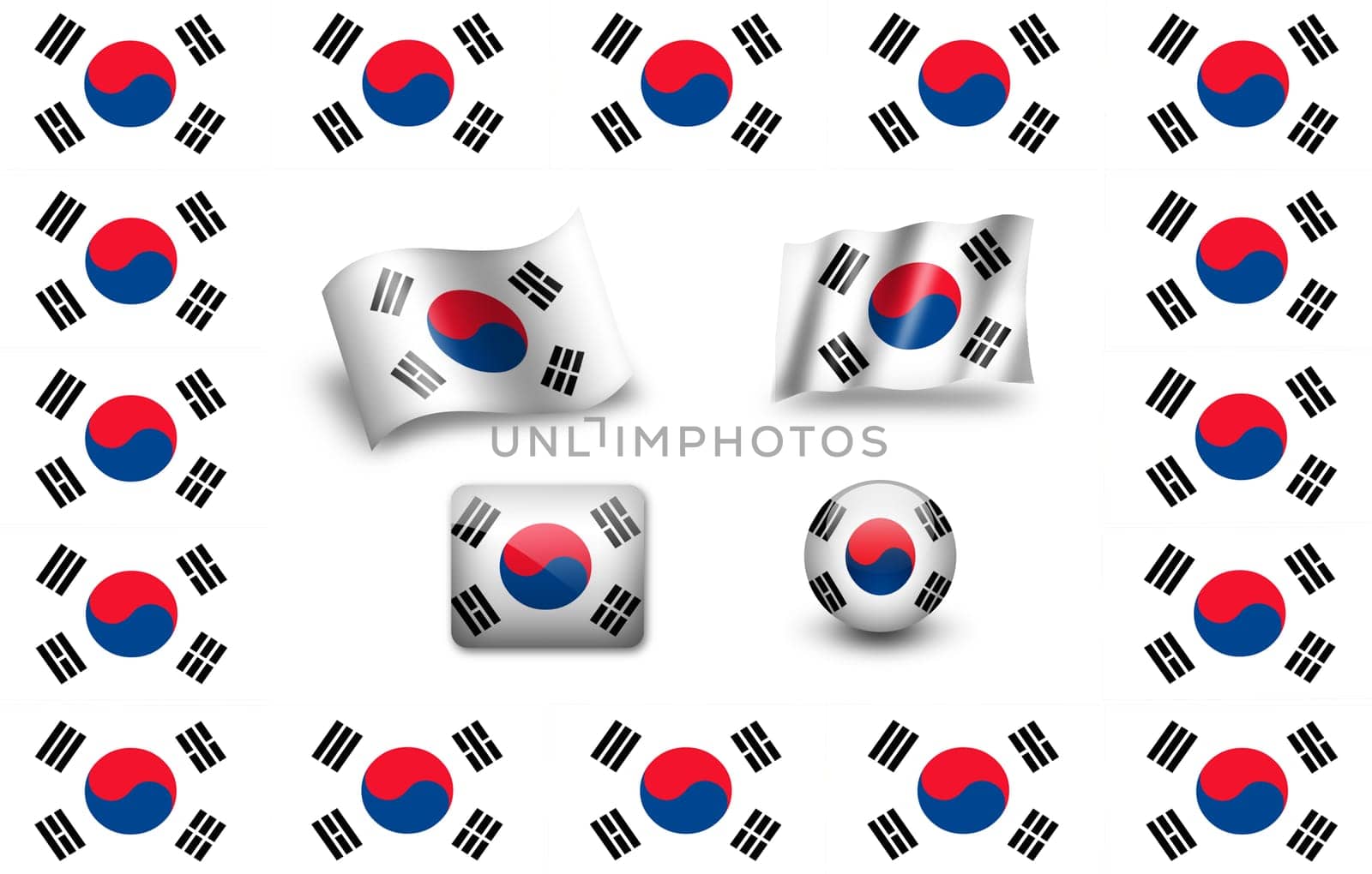 south korea flag icon set