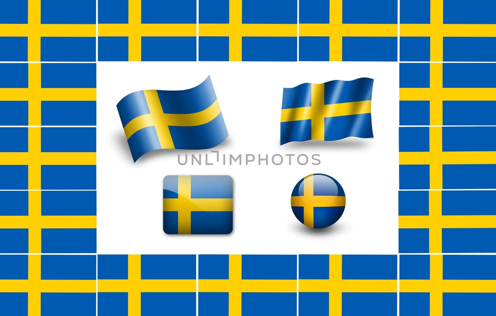 Flag of Sweden. icon set. flags frame.