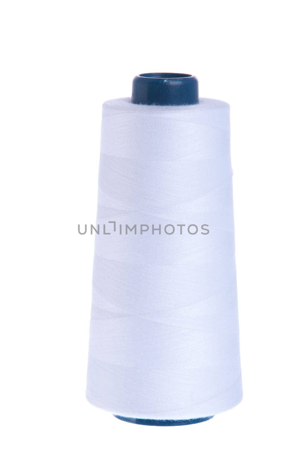 white yarn spool of thread isolated on white background