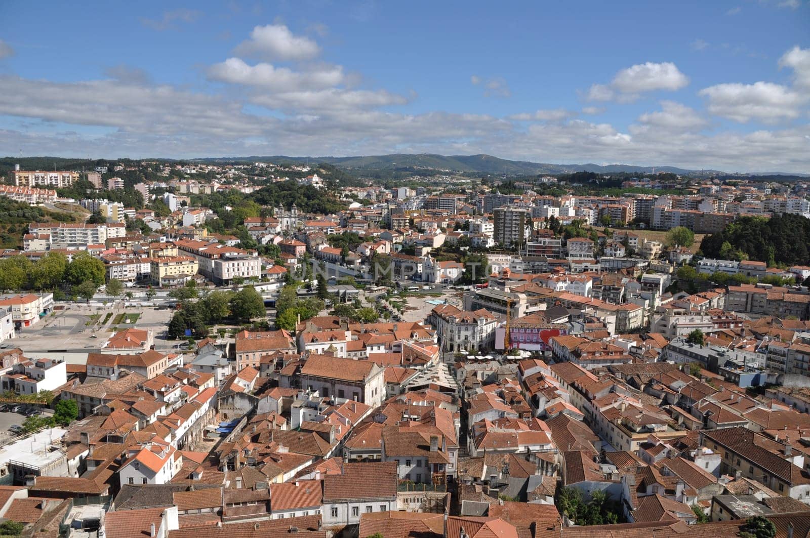 beautiful cityscape view of Leiria, Portugal (blue sky)
