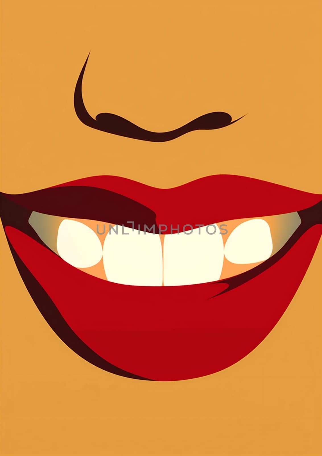 poster woman teeth red illustration pop toothpaste lip fashion lipstick design. Generative AI. by Vichizh