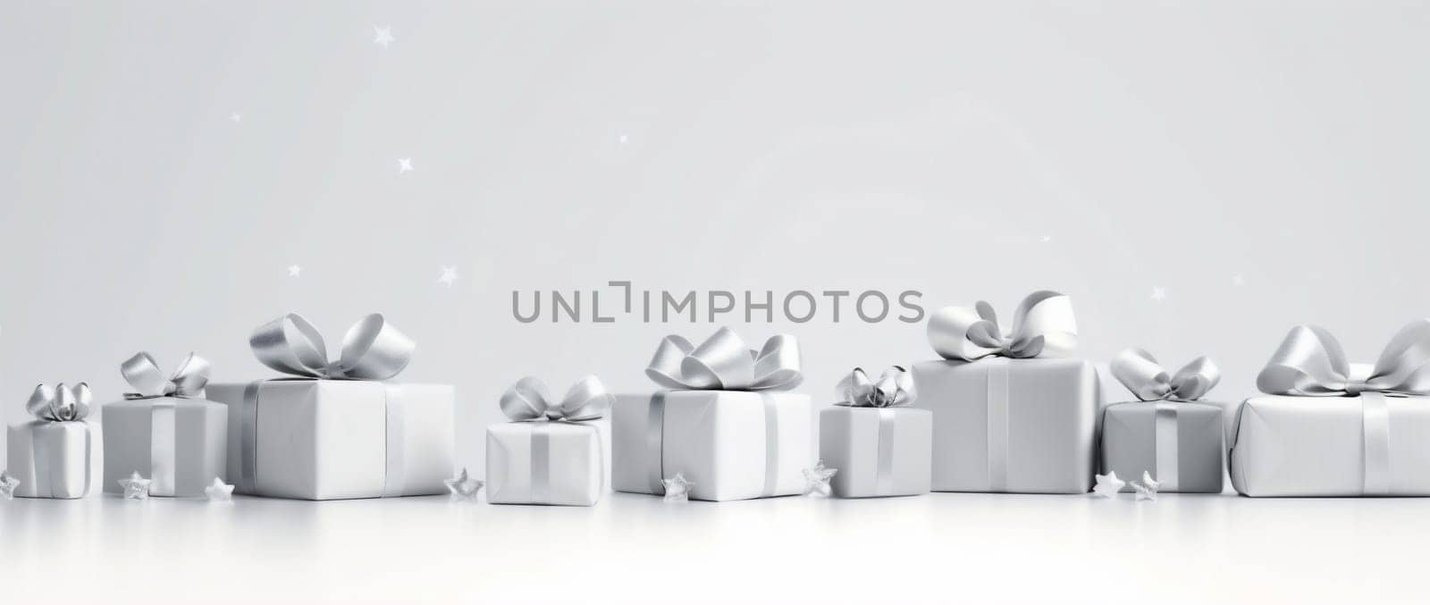 present happy decoration holiday white gift box surprise gold christmas. Generative AI. by Vichizh