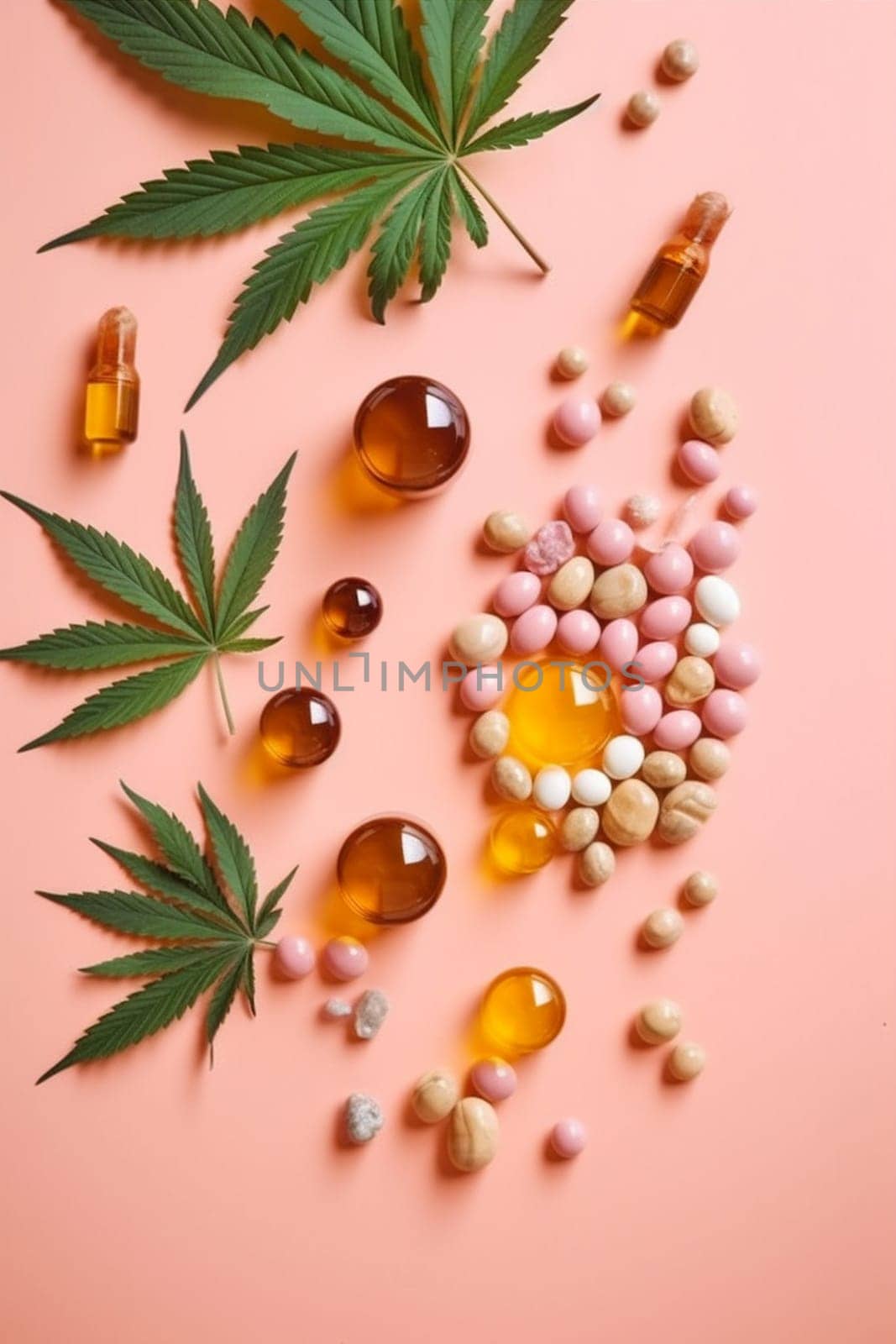 therapy medical natural plant health oil pill herb health diet tablet white capsule herbal medicine cannabis care leaf drug supplement hemp. Generative AI.