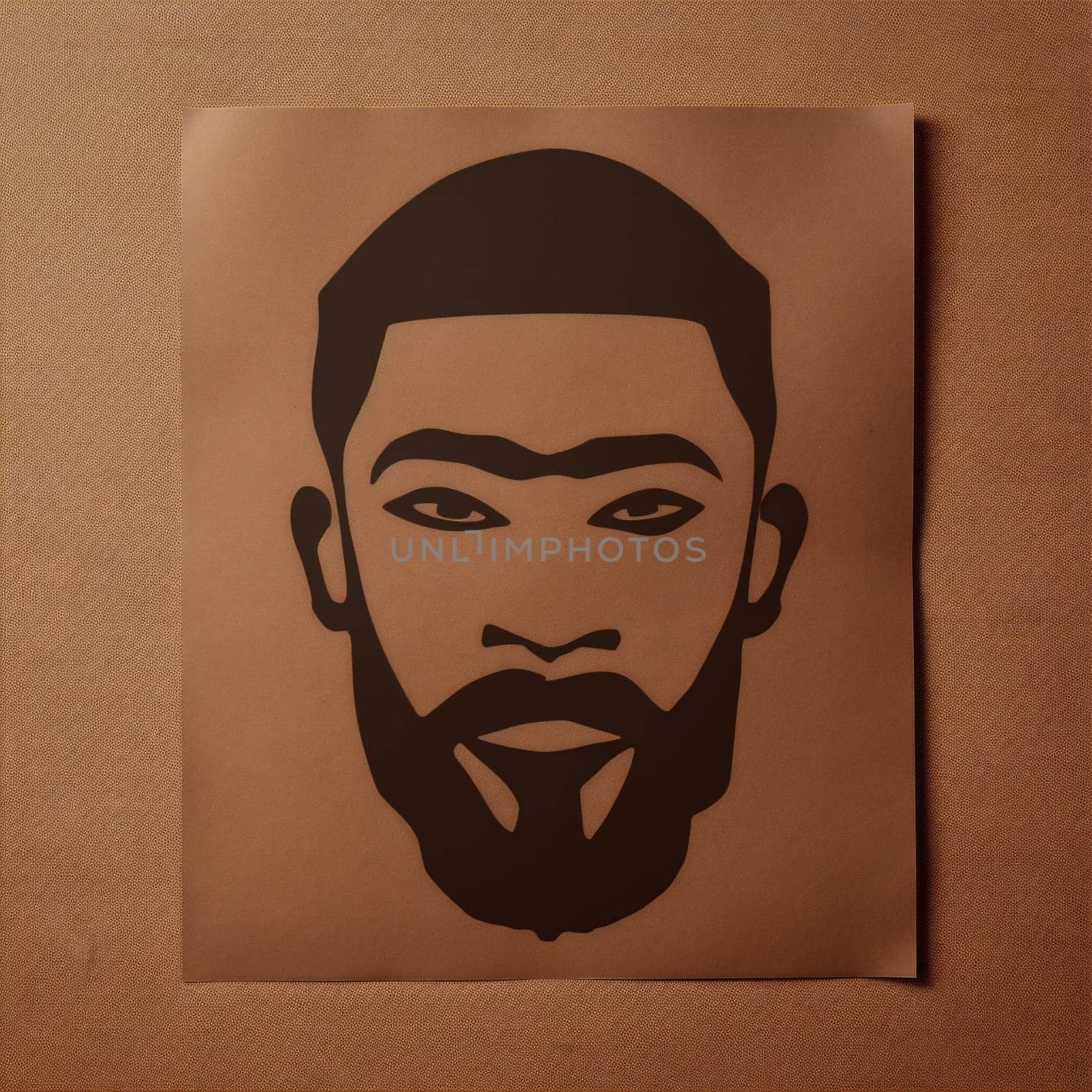 face man concept avatar ethnic silhouette human model black african poster profile lines portrait gold head color isolated male attractive guy. Generative AI.