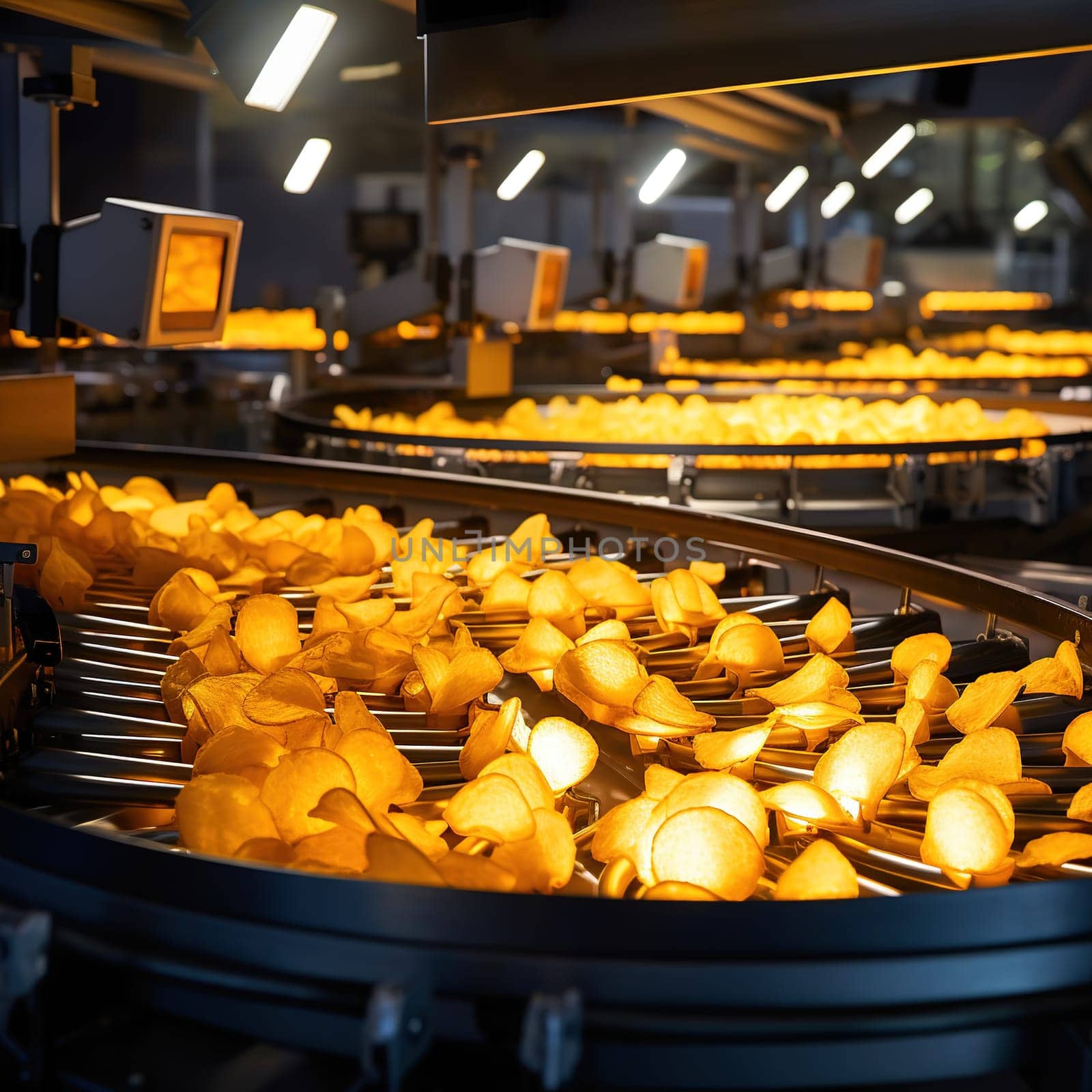 Production of potatoes chips, industrial and food concept by Kadula
