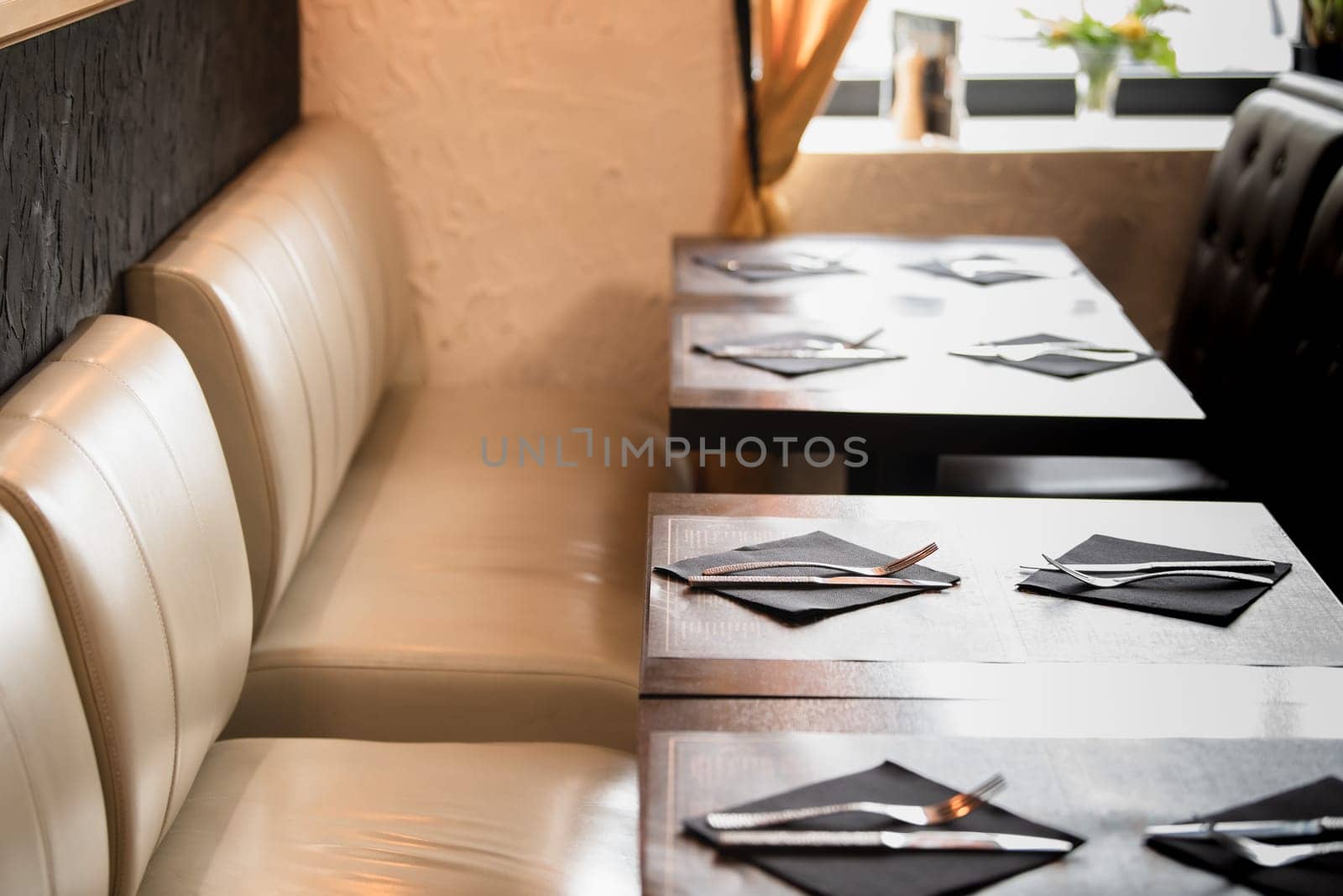 Black and white interior in a french restaurant