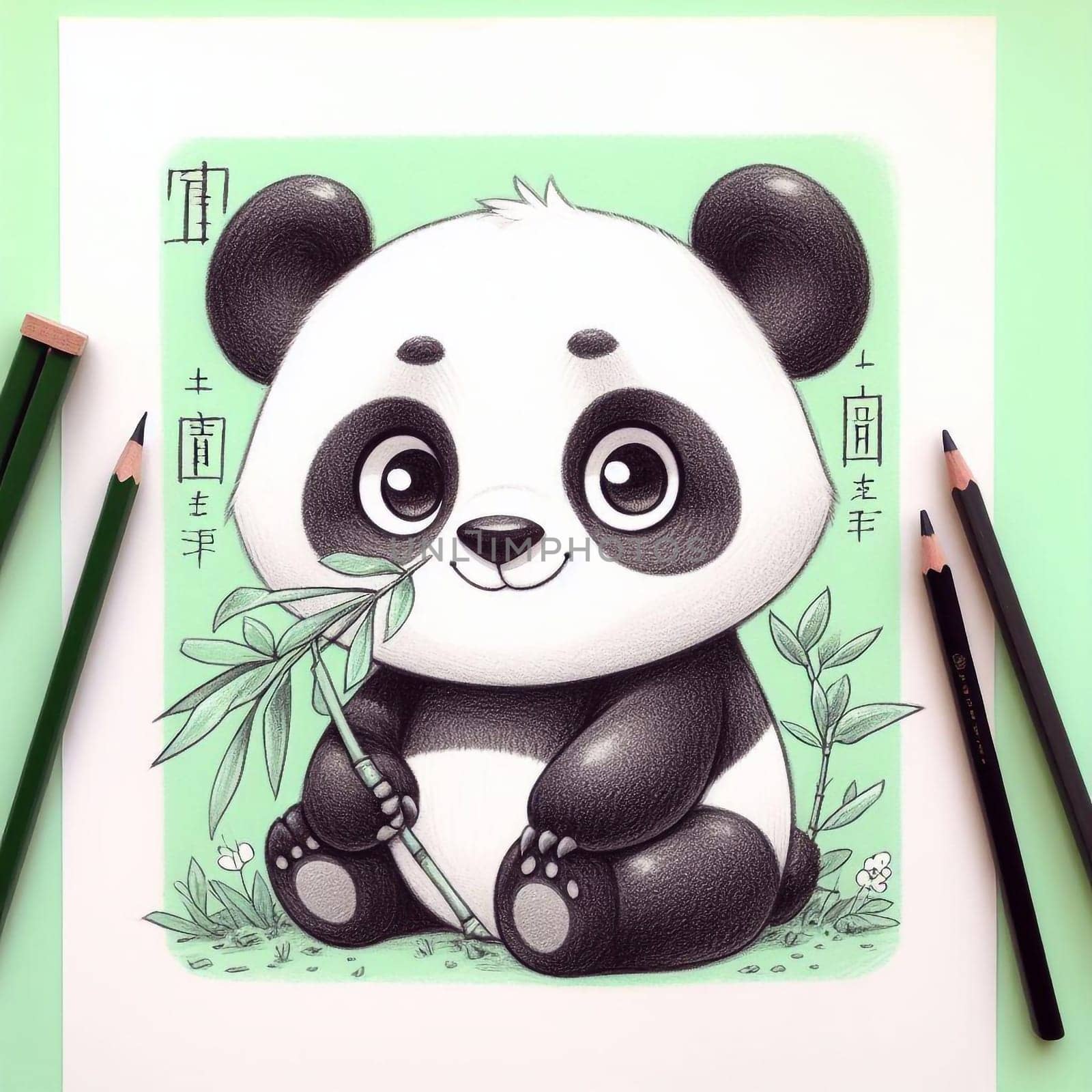 Illustration panda animal in the nature
