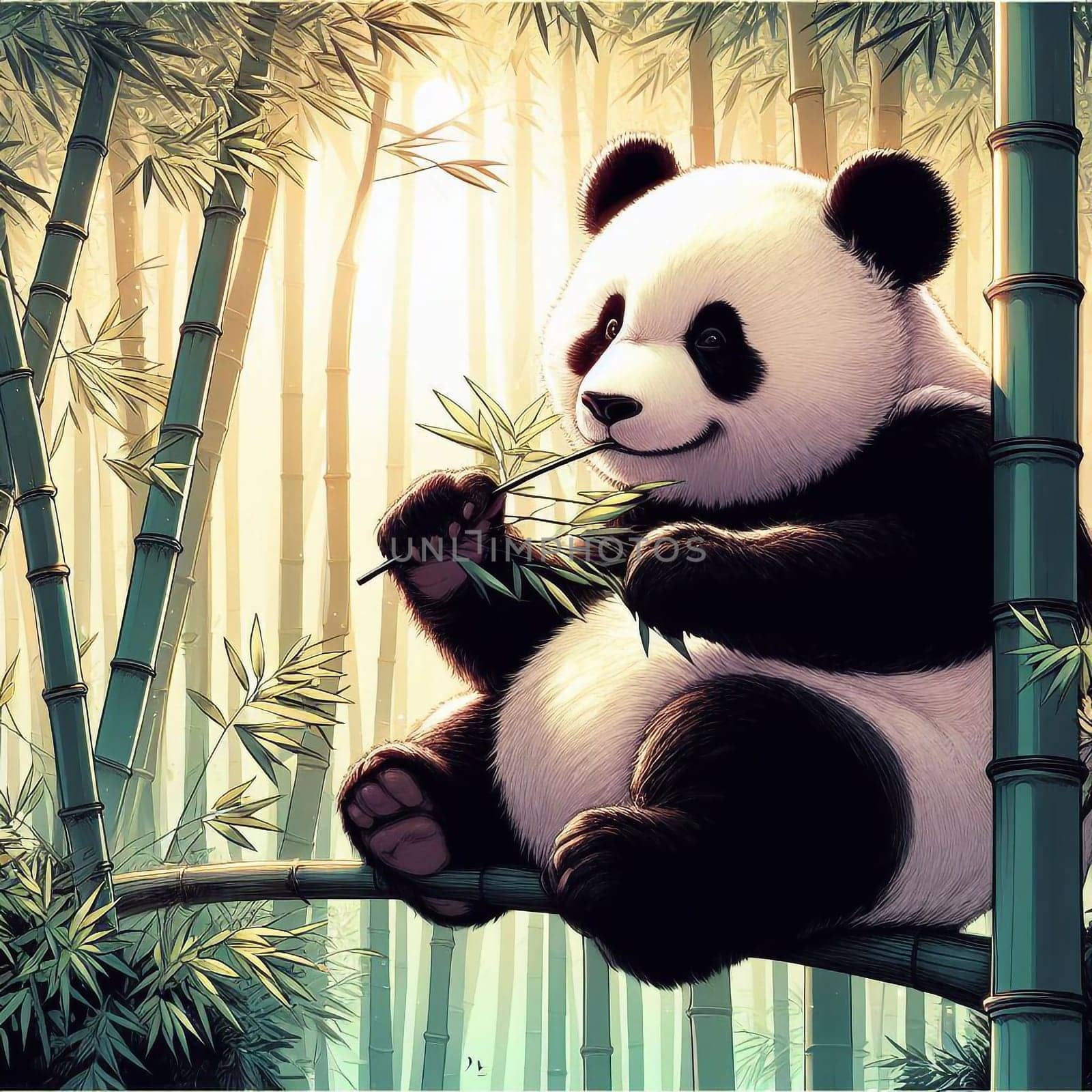 Illustration panda animal in the nature
