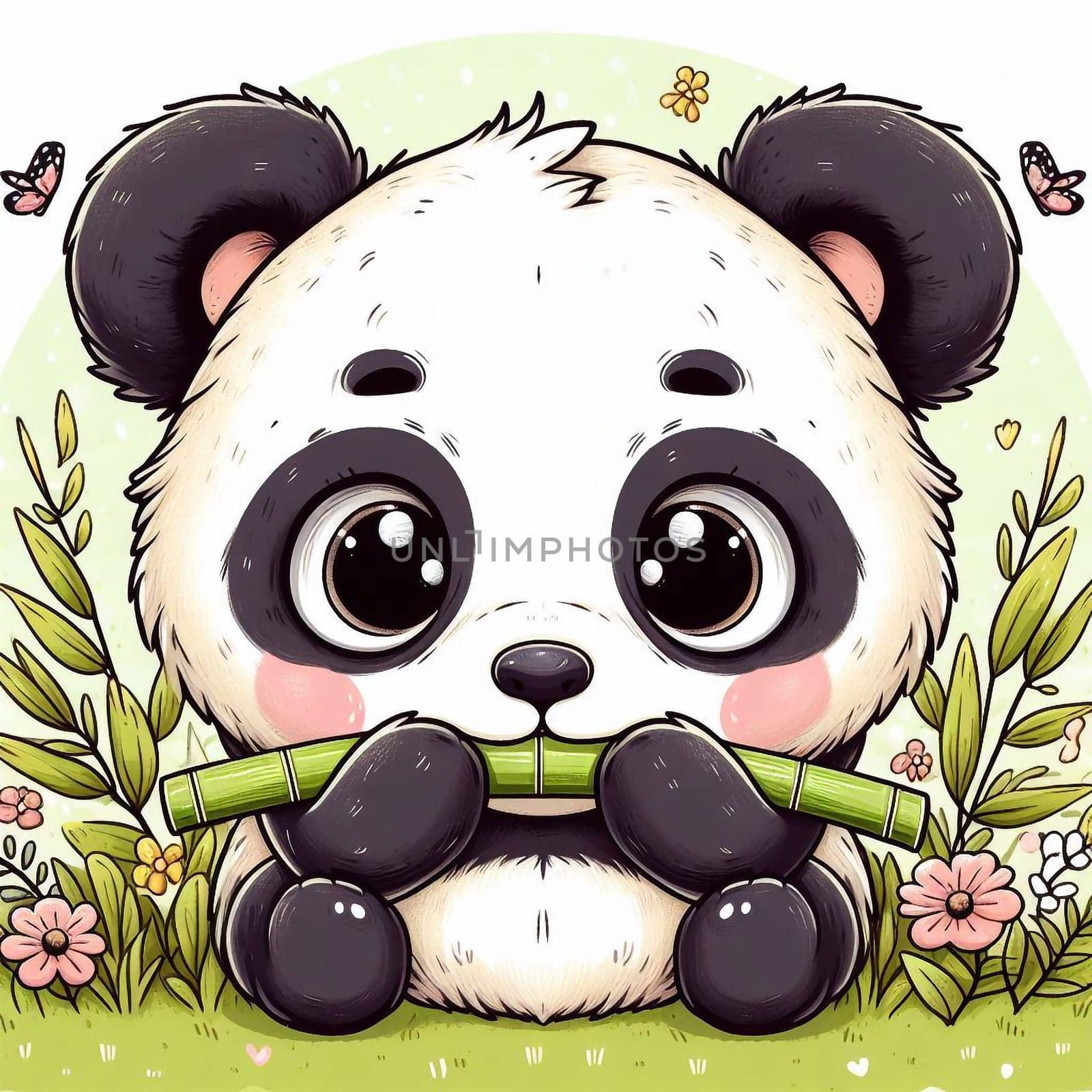 Illustration panda animal in the nature