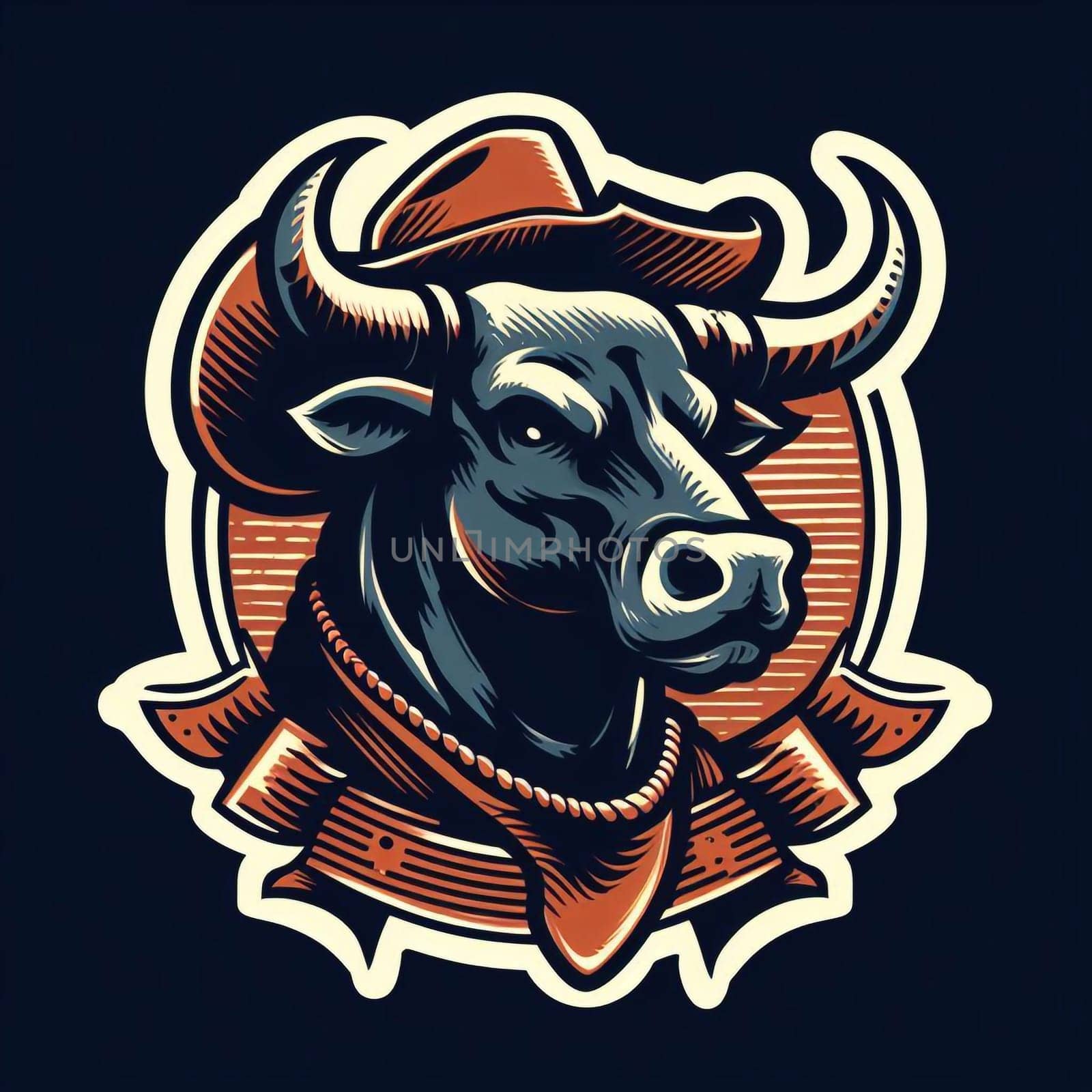 Rodeo big bull the symbol cowboy horse
