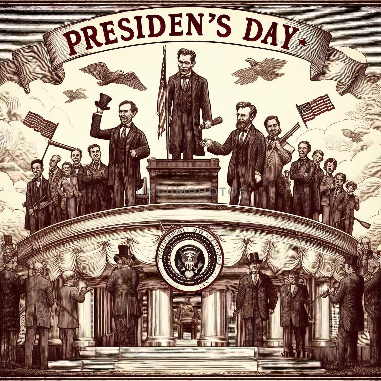 Illustration the Presidents Day National holiday