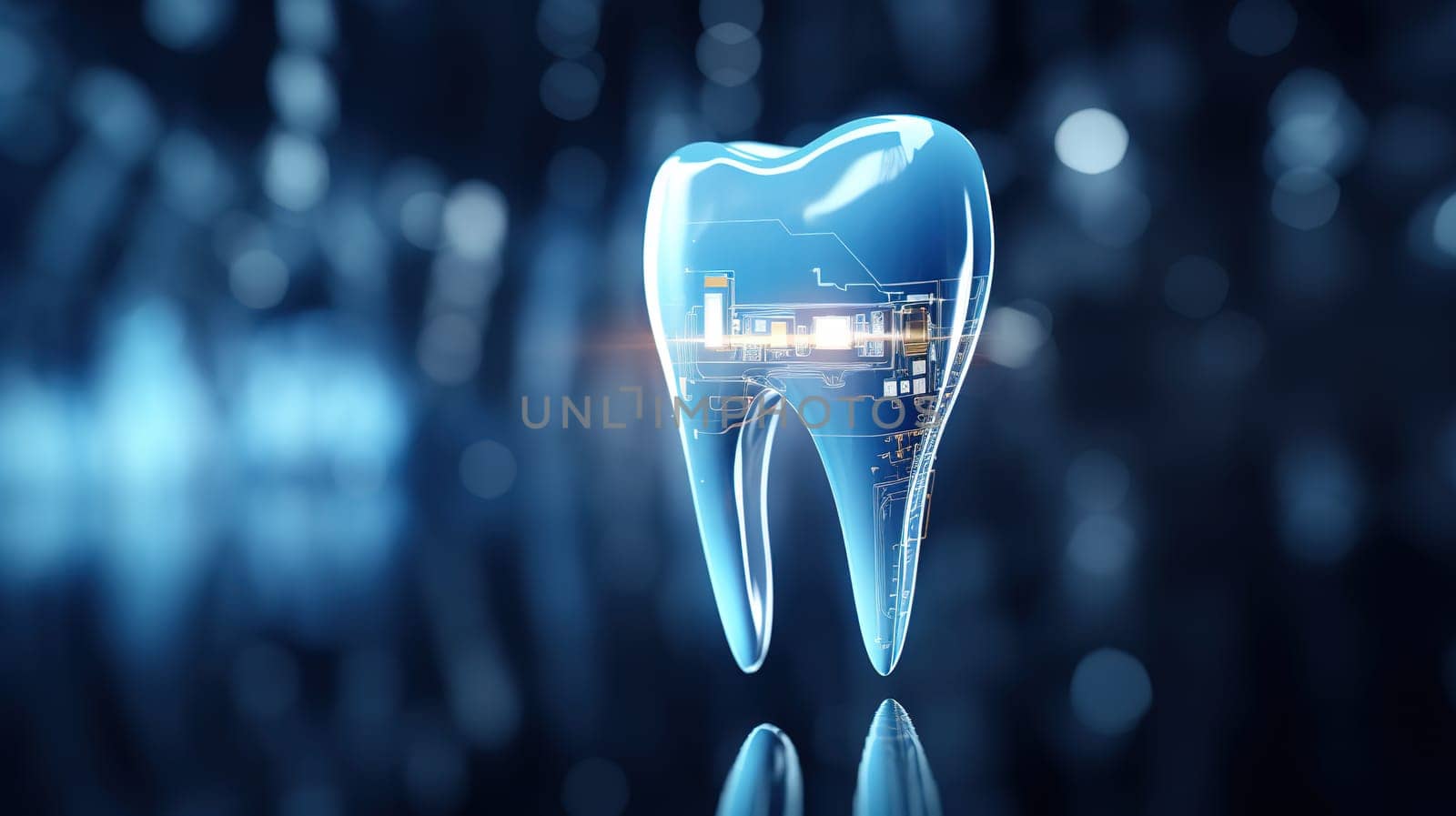 Modern tooth with advanced future technology healing and protection effects, futurity of dentistry by Kadula