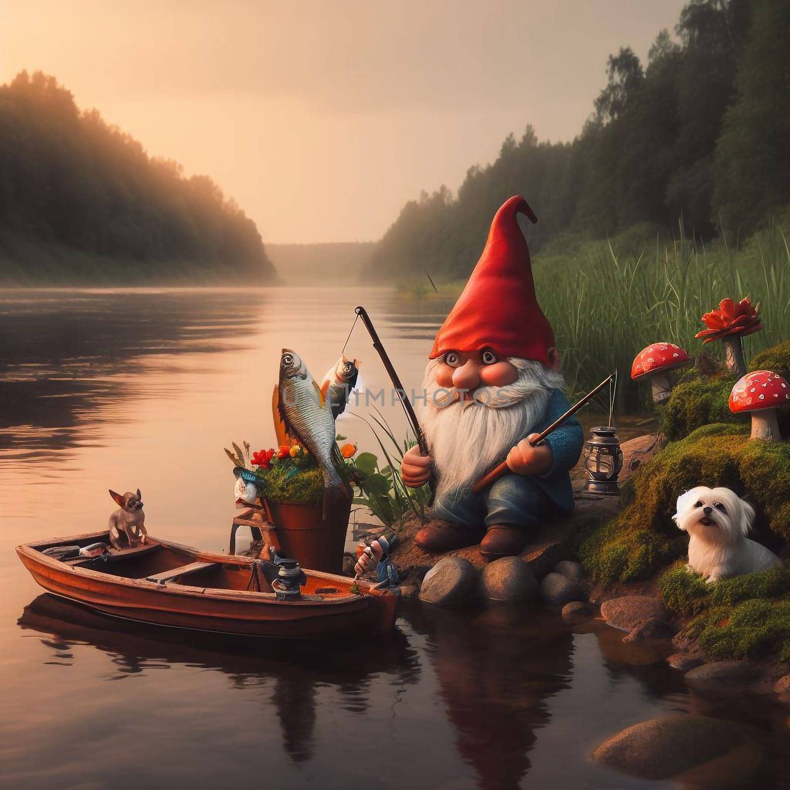 Forest gnome in nature fairy tale by architectphd