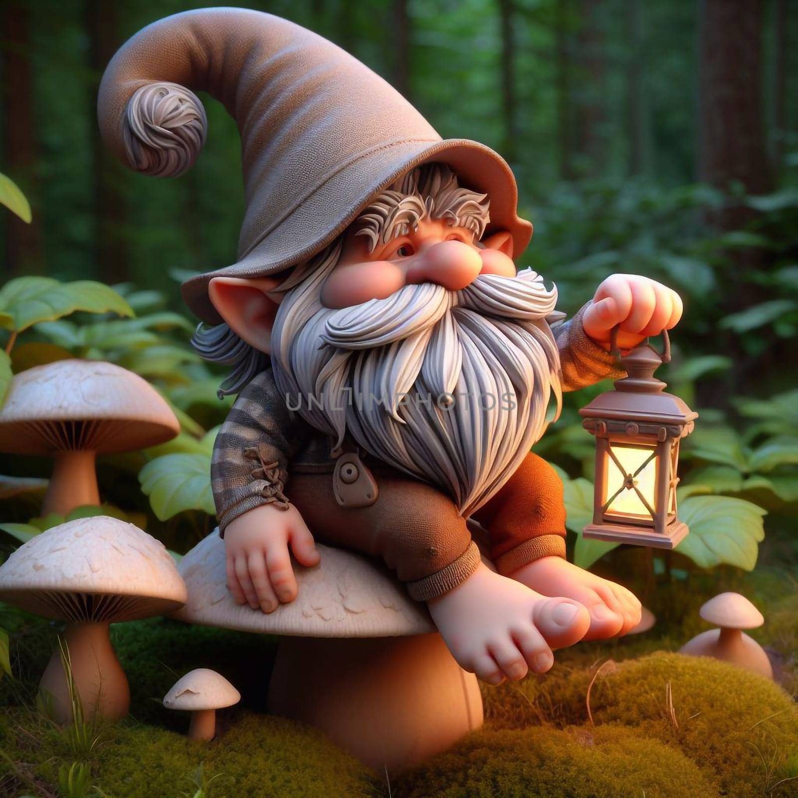 Forest gnome in nature fairy tale by architectphd