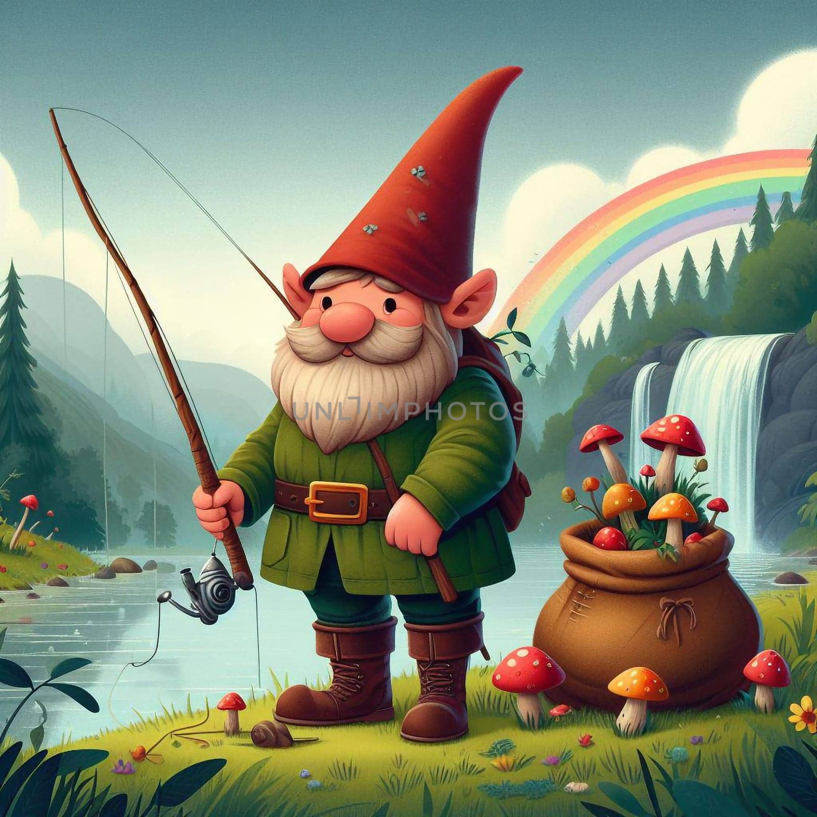 Forest gnome in nature fairy tale by architectphd