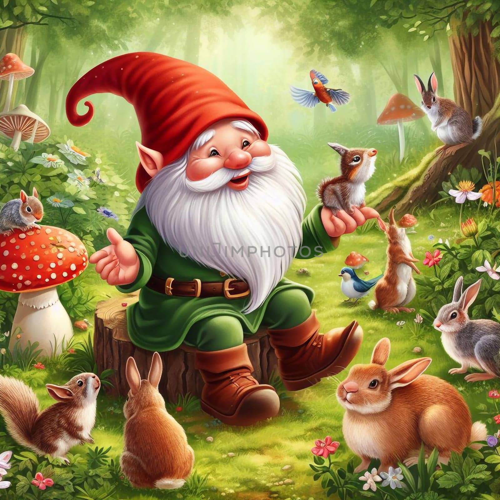 Forest gnome in the nature fairy tale