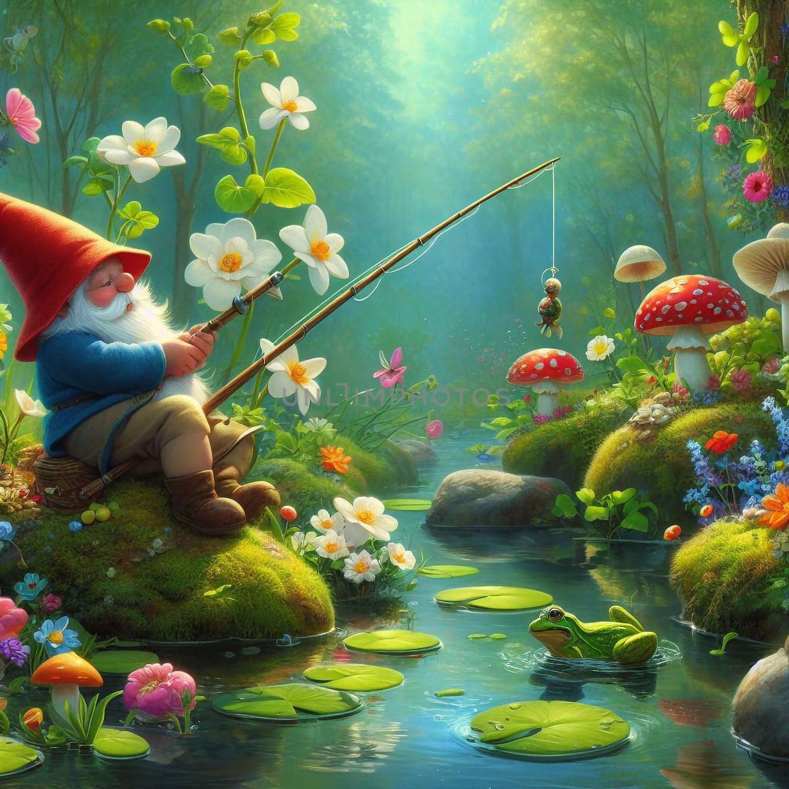 Forest gnome in the nature fairy tale