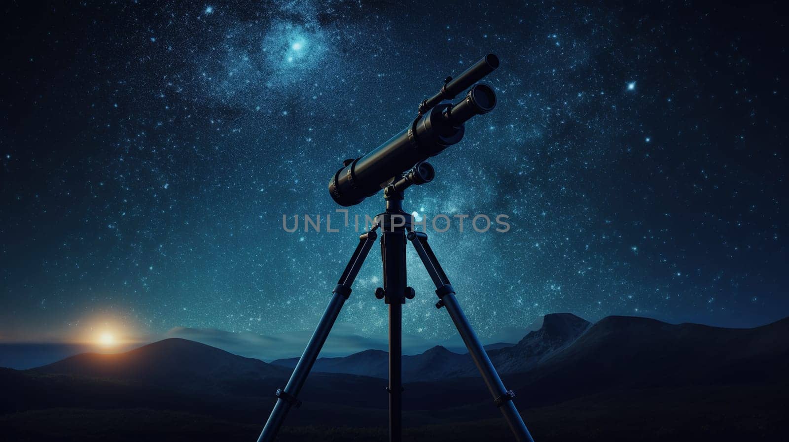 Stargazing a stars and planets through the telescope at night, astrology concept