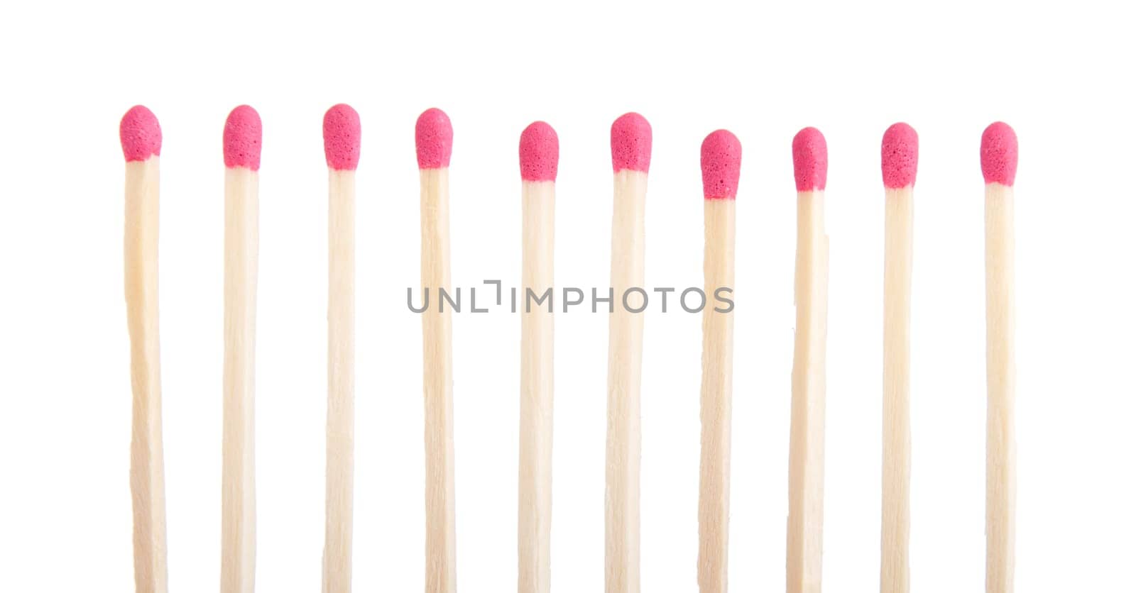 group of whole pink matches (isolated on a white background)