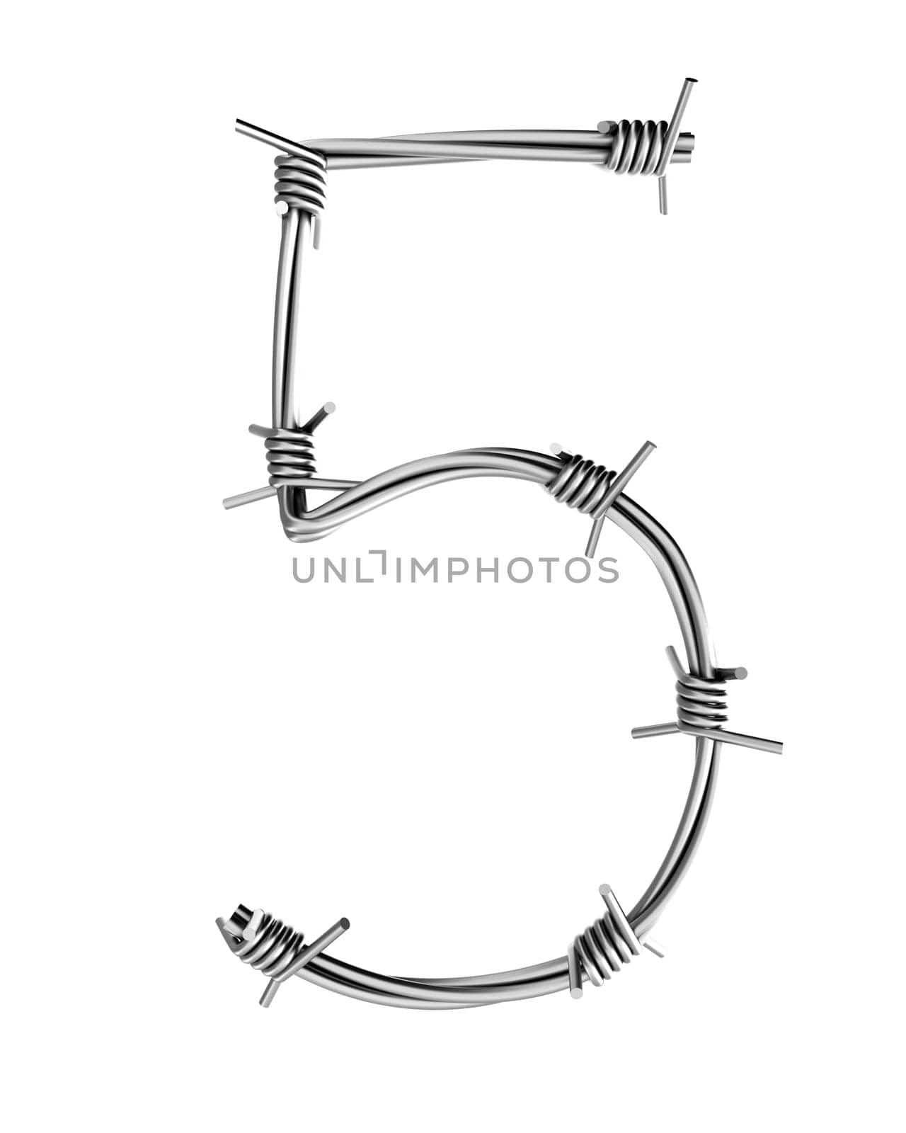 Letter made from barbed wire