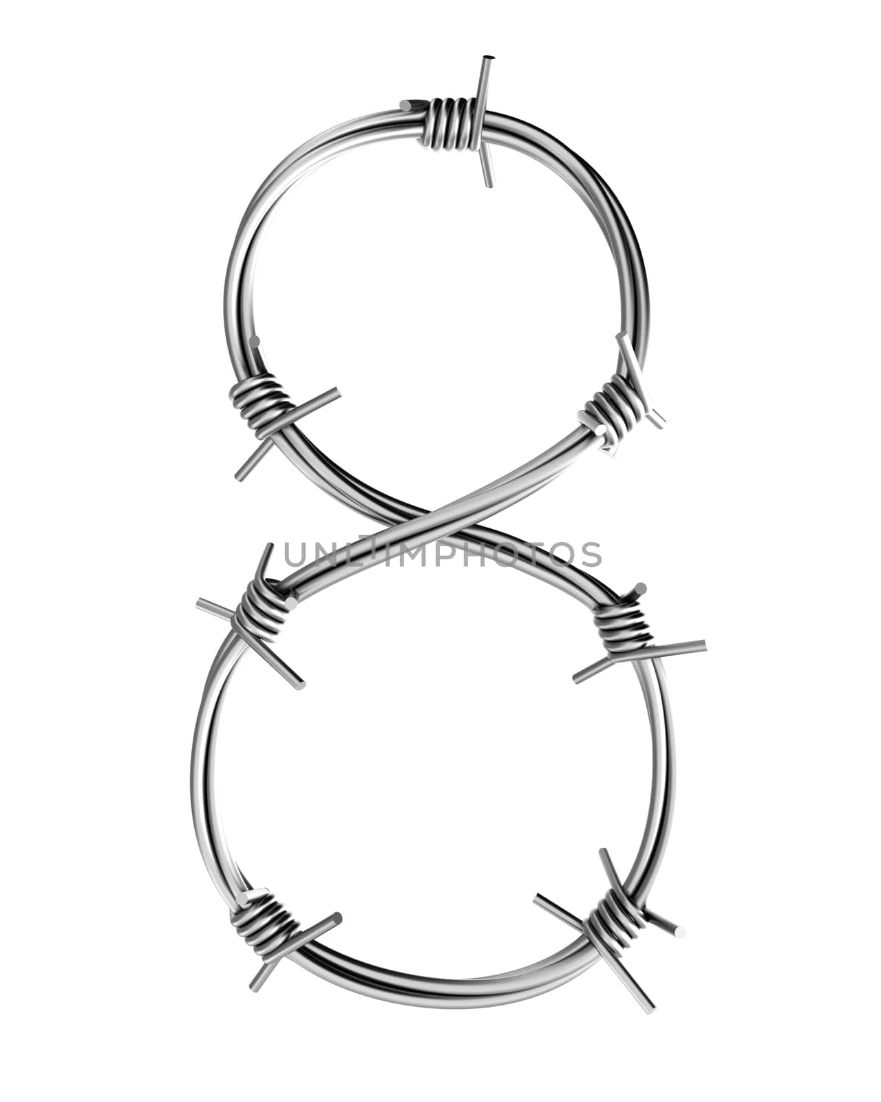 Letter made from barbed wire