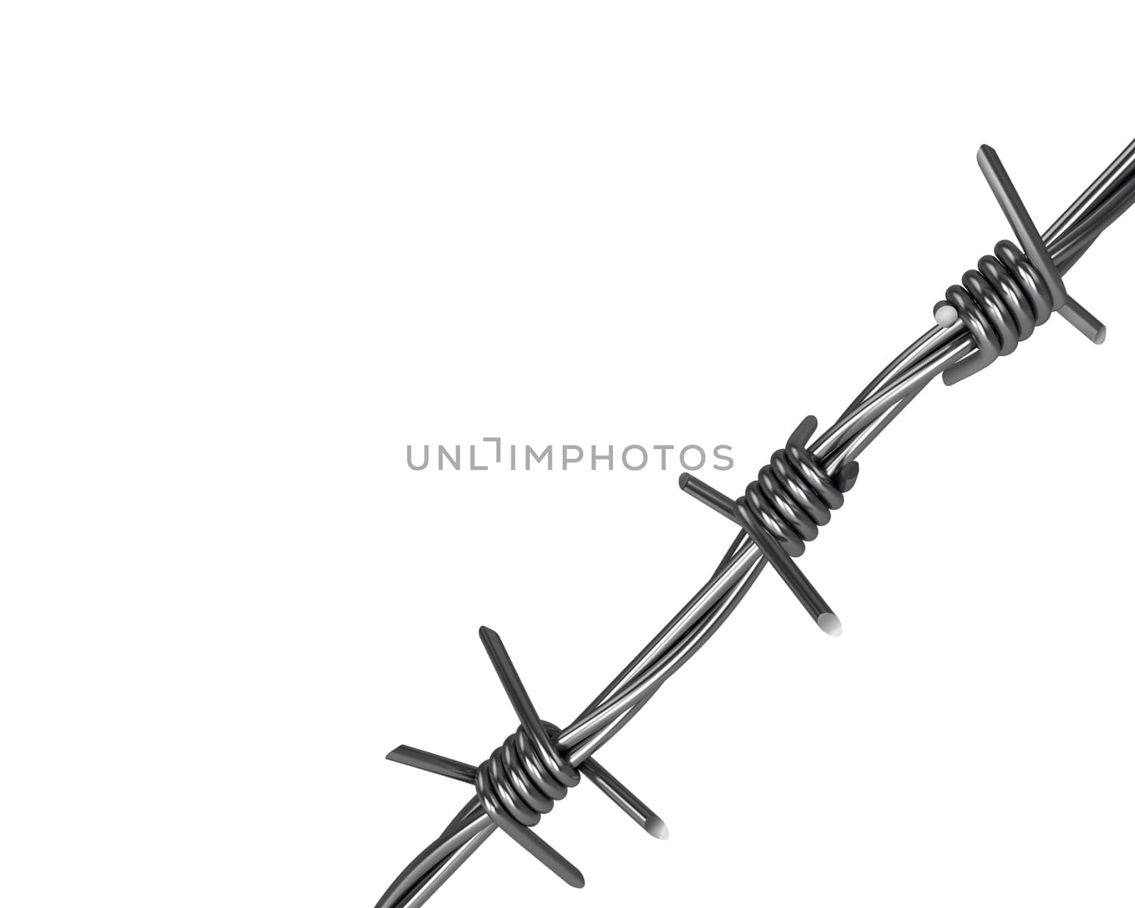 Barbed wire, corner version, isolated on white background