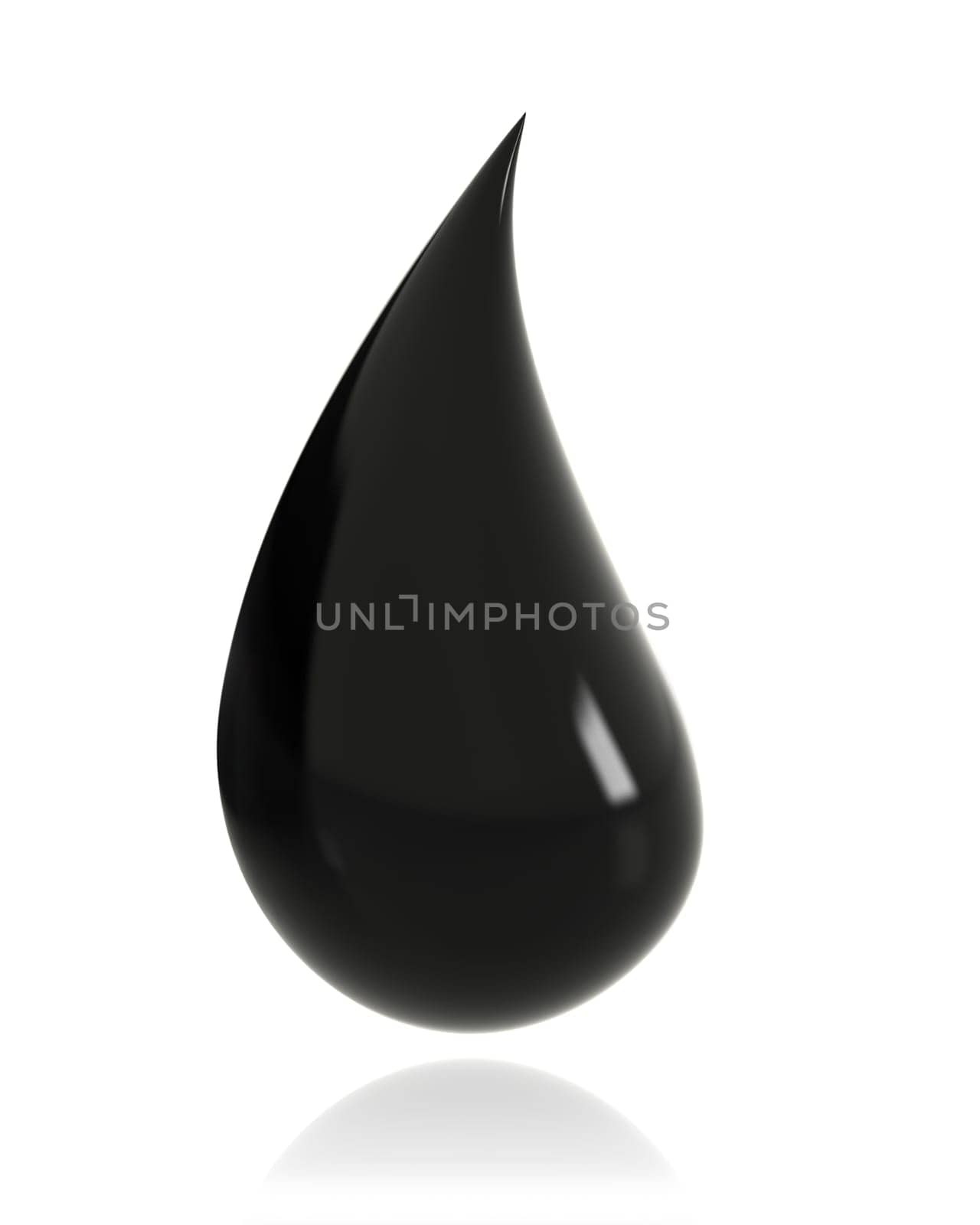 Glossy drop of oil isolated on white background