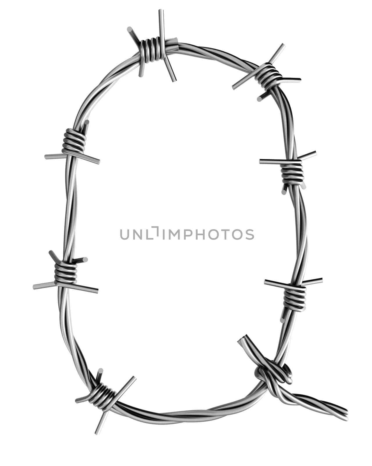 Letter Q made from barbed wire