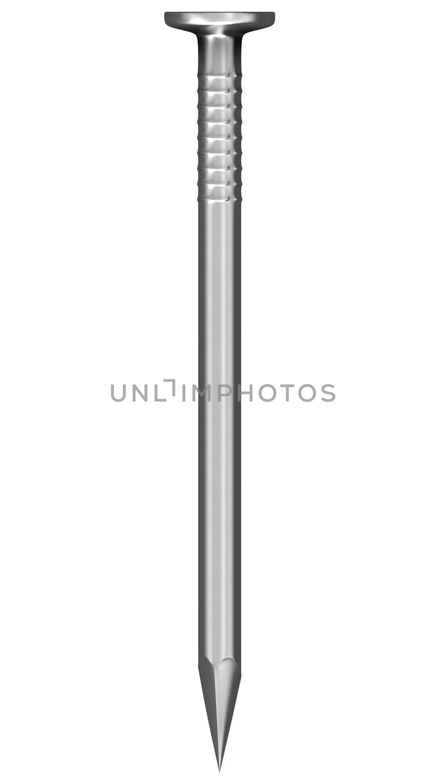 Steel shiny nail isolated on white background